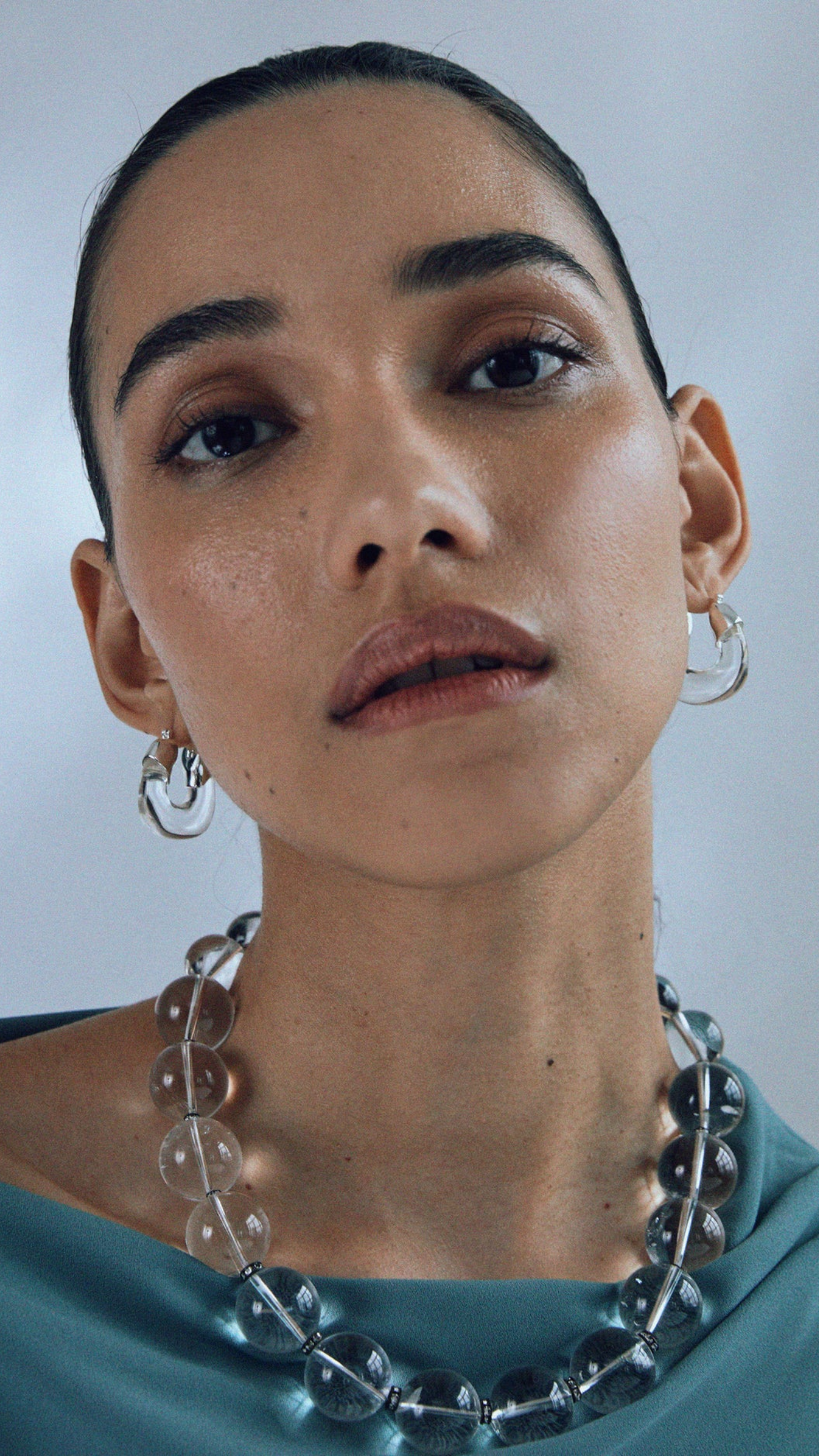 Lizzie Fortunato Mini Organic Hoops in Silver & Clear