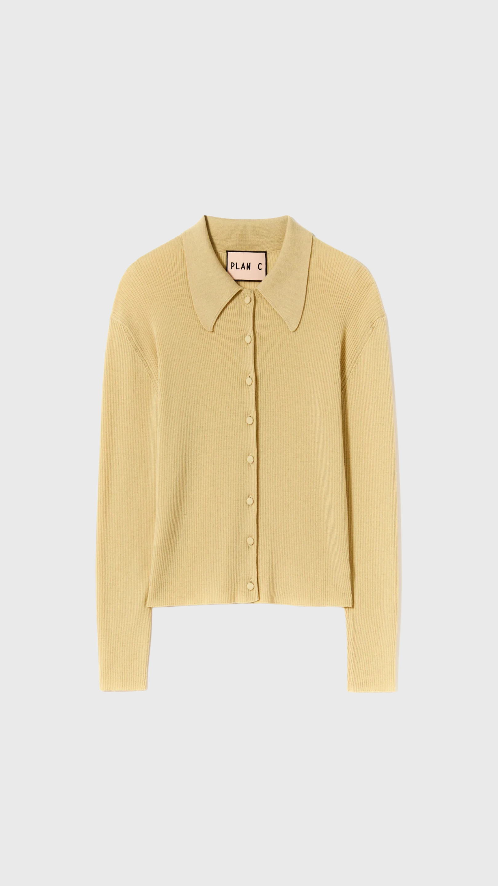 Plan C Long Sleeve Merino Cardigan in Straw