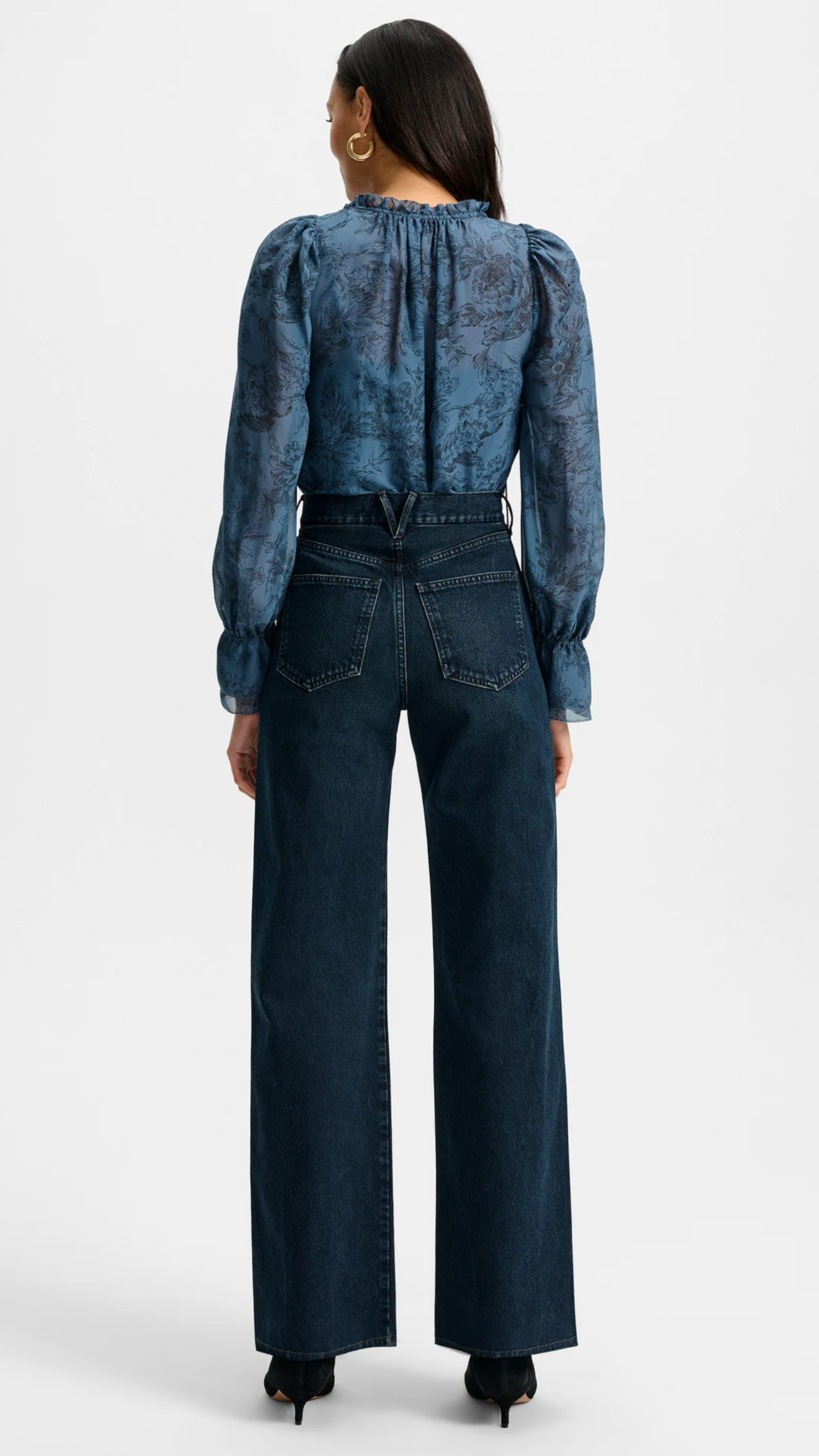 Veronica Beard Taylor High Rise Wide Leg Jean in Dark Midnight