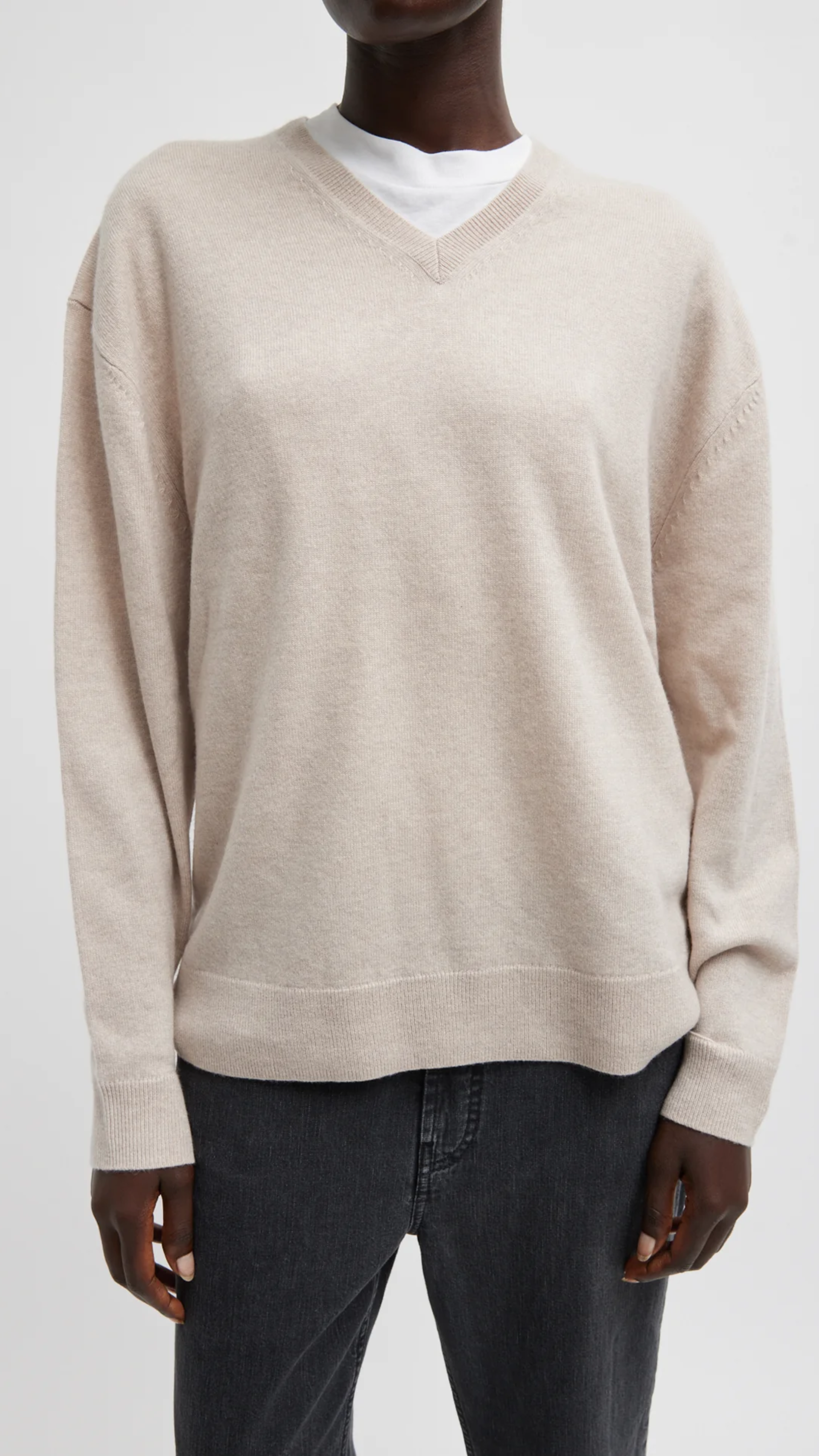 Tibi Washable Cashmere Easy V-neck Sweater