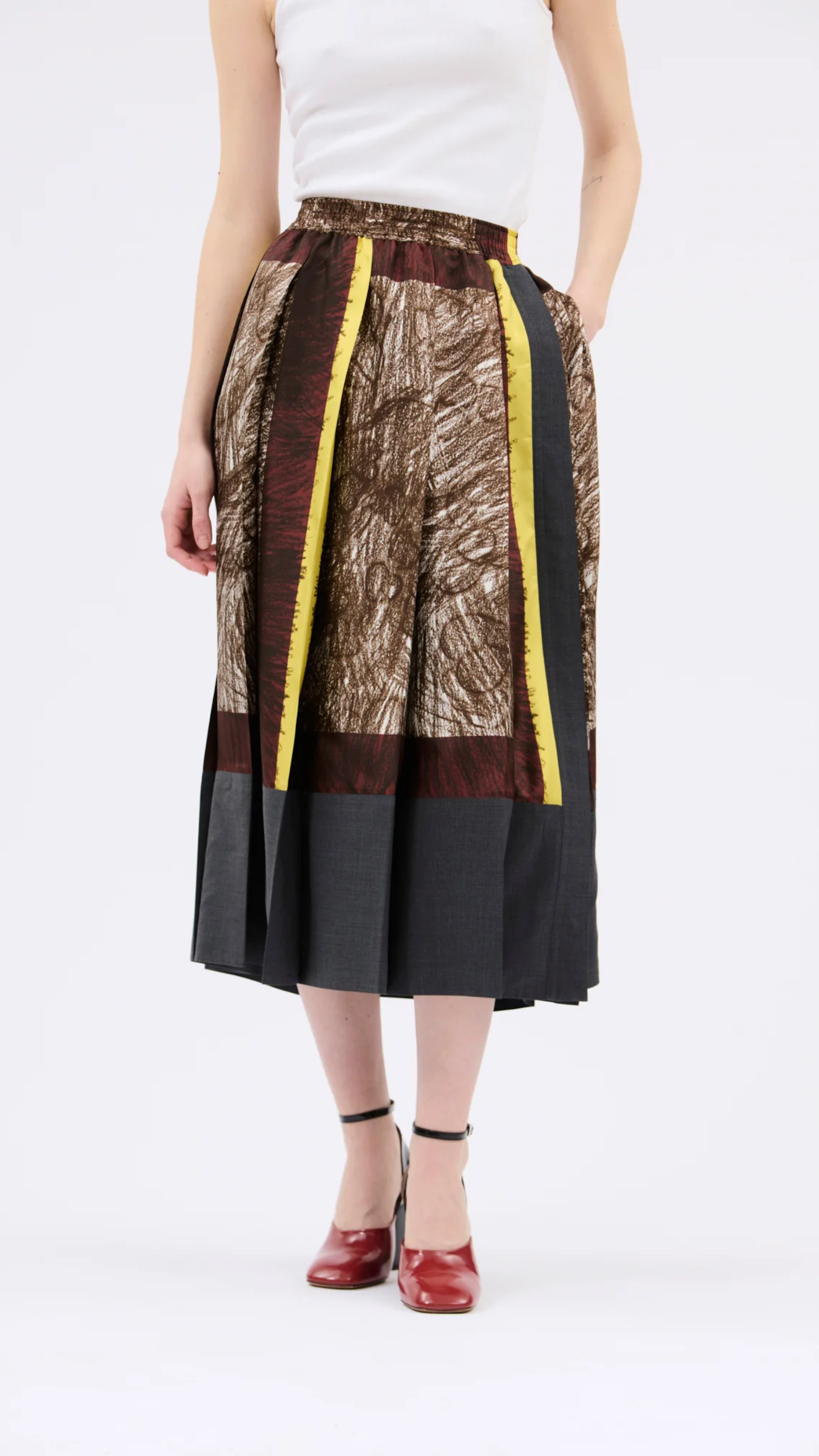 Odeeh Foulard Scribbles Skirt in Myrrh