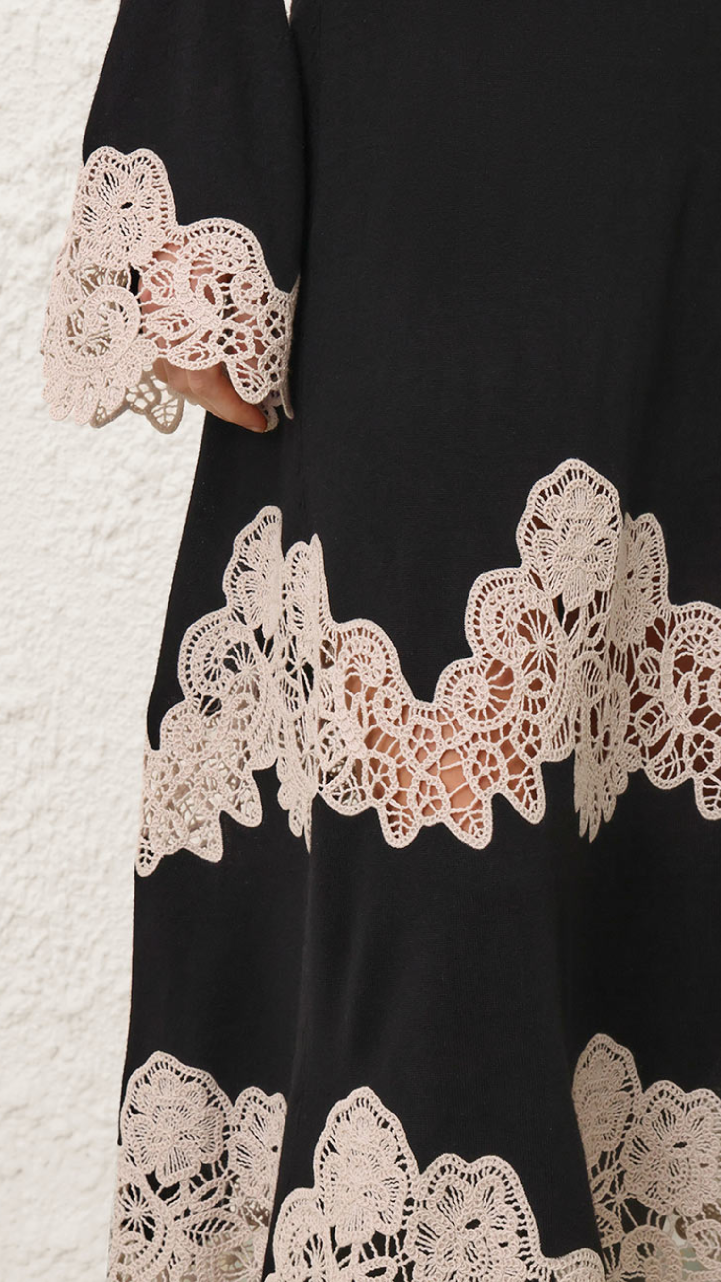 Zimmermann Valiant Merino Lace Dress in Black Cream