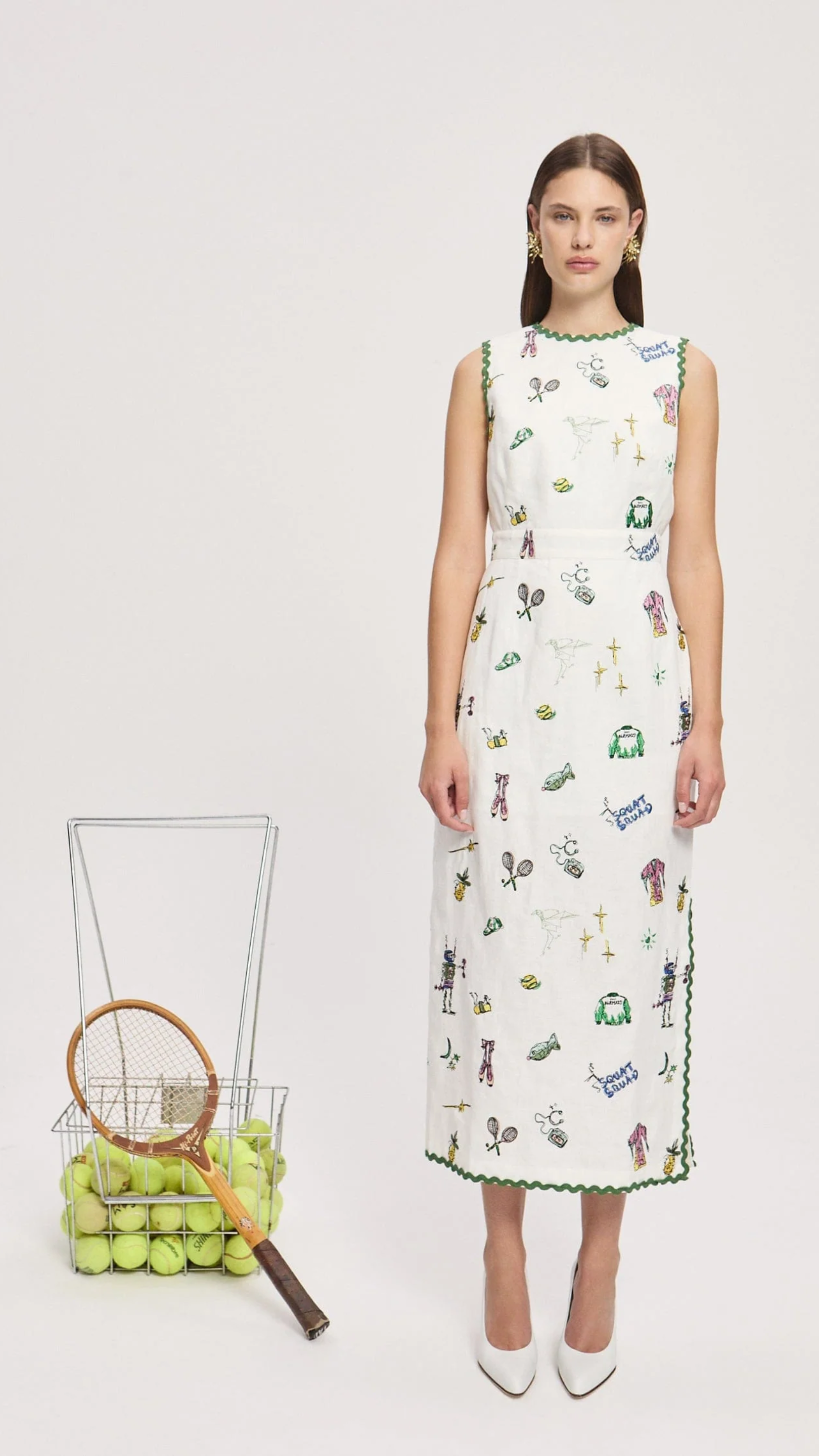 Alemais Play Embroidered Midi Dress in Cream