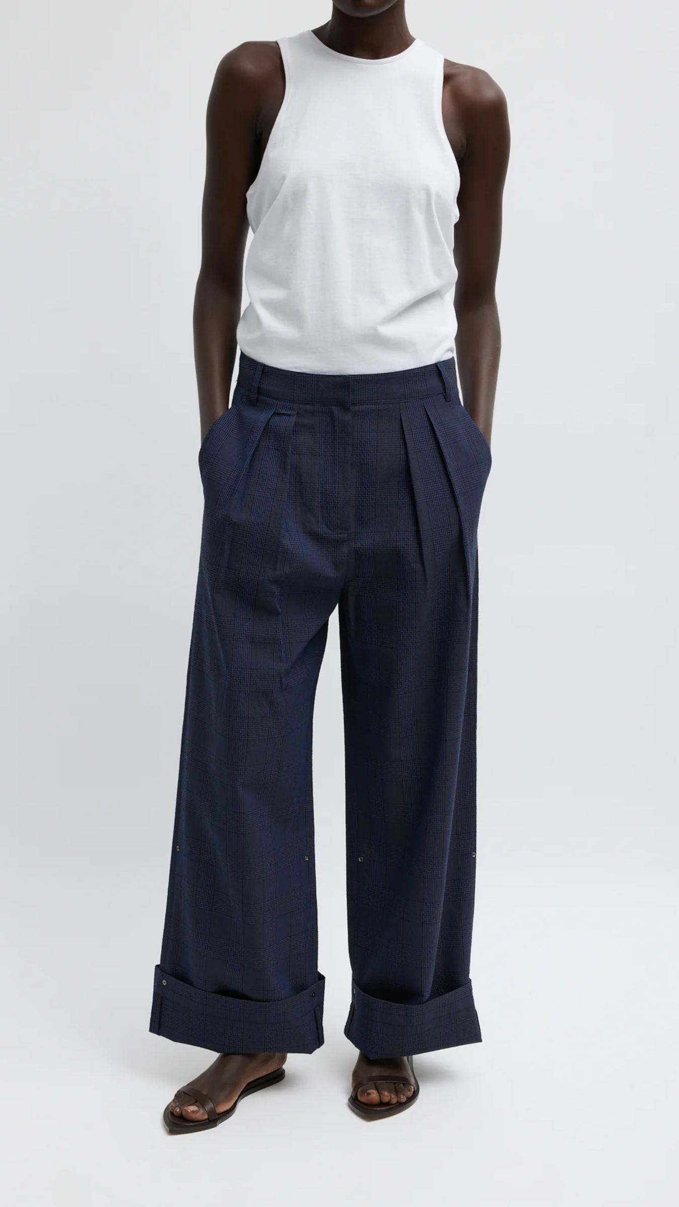 Tibi Menswear Crepon Stella Pant in Navy Multi
