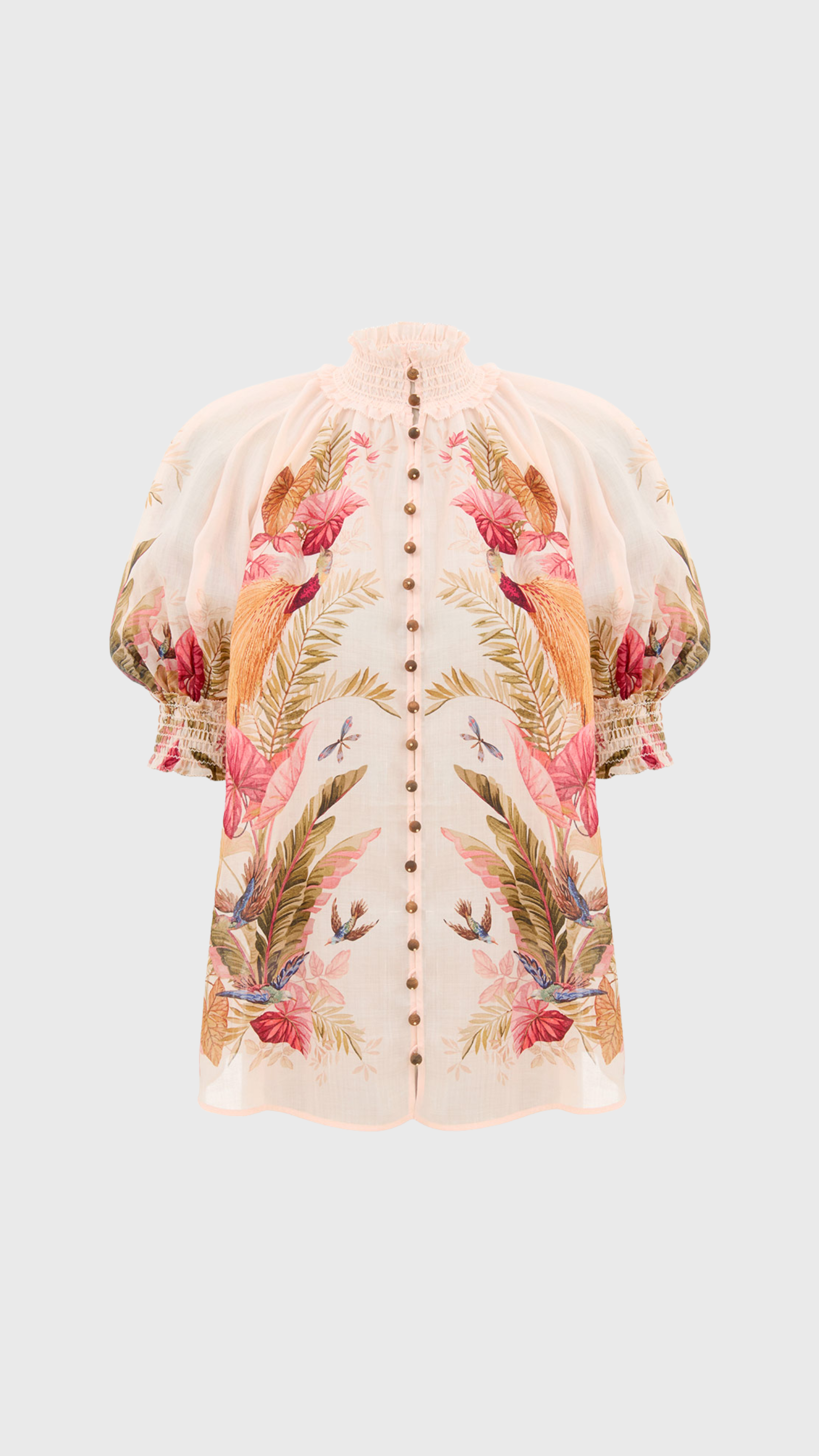 Zimmermann Ascension Billow Blouse in Cream Palm Floral