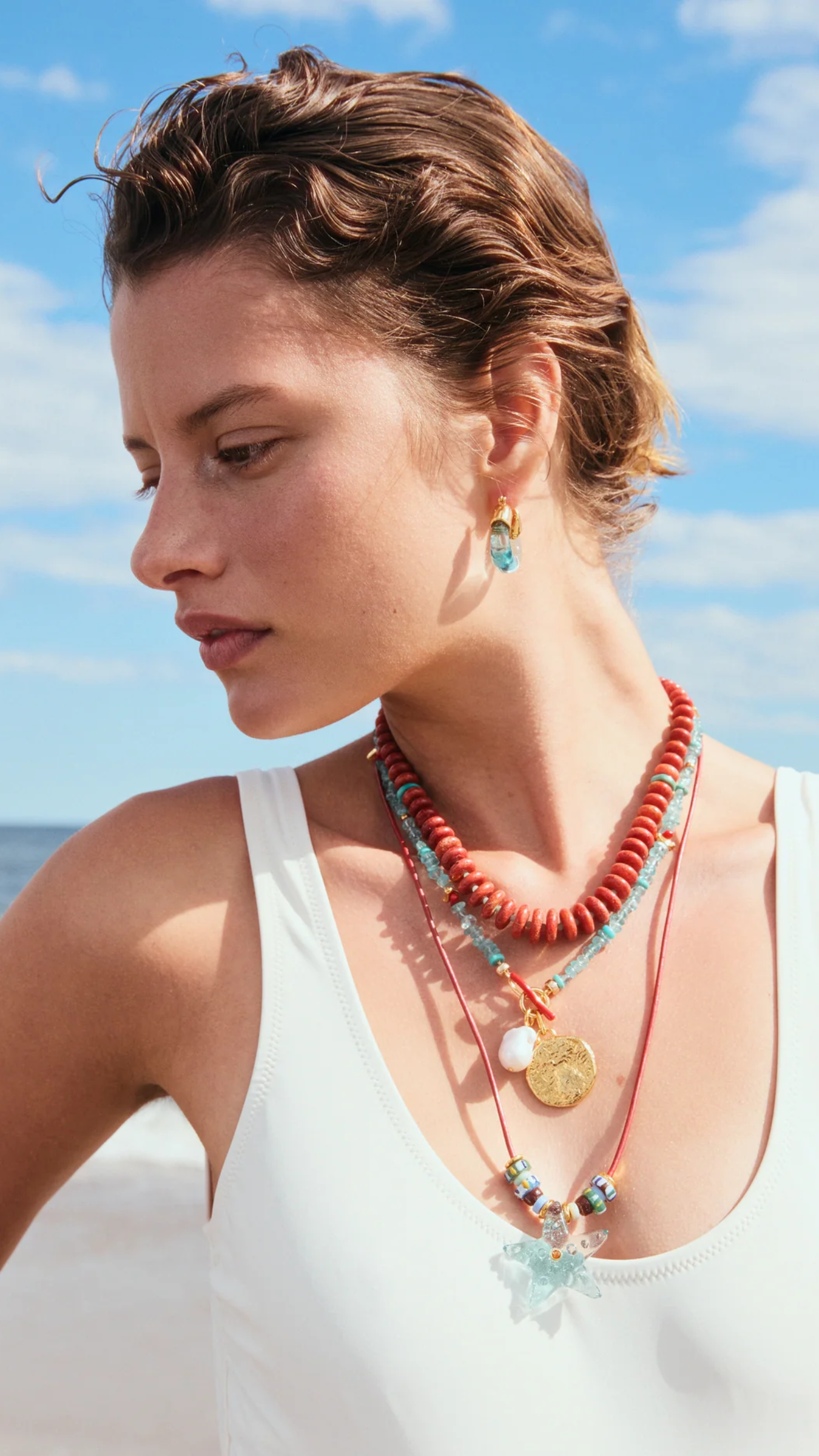 Lizzie Fortunato Mini Organic Hoops in Lagoon