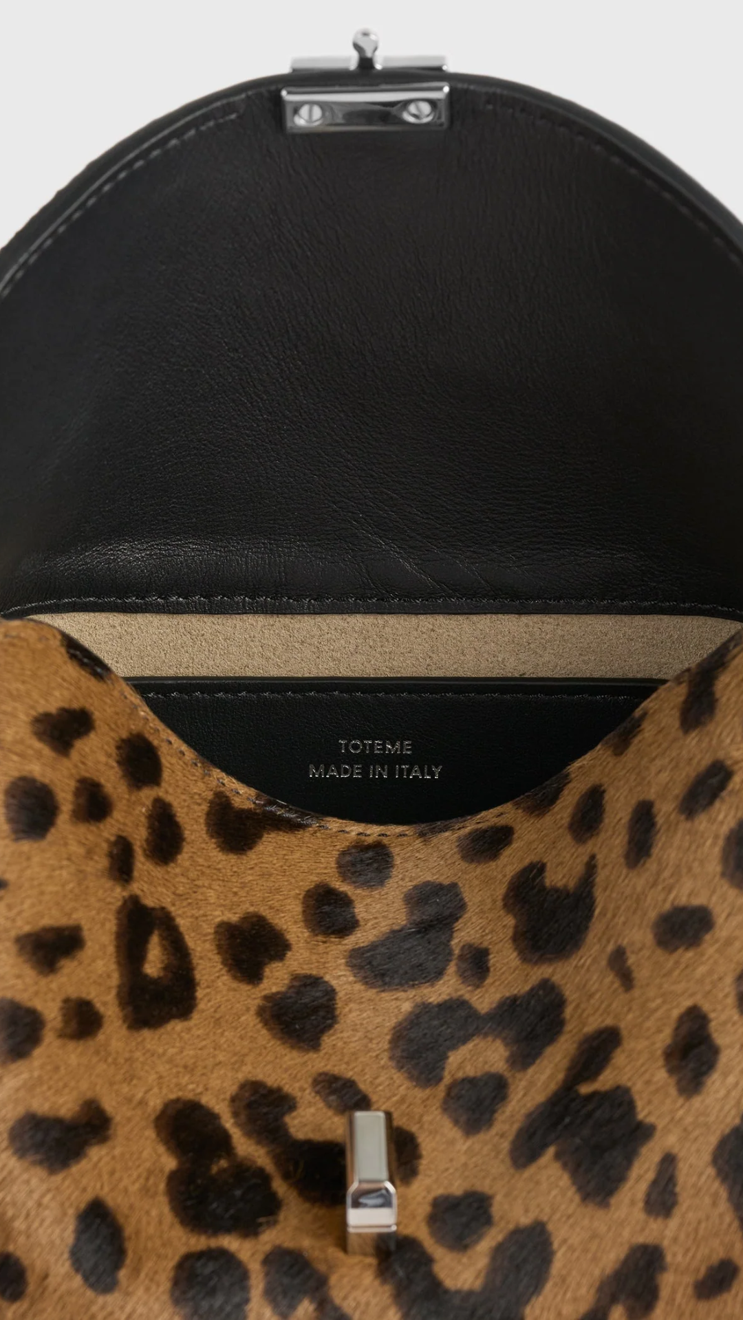 Toteme Mini T-Lock Pony Hair Clutch in Leopard