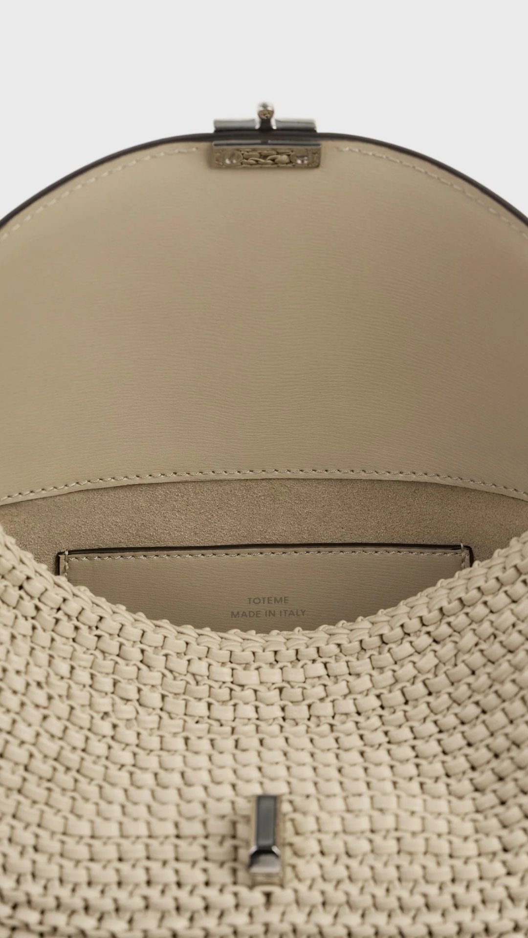 Toteme T-lock Woven-Leather Clutch in Fawn