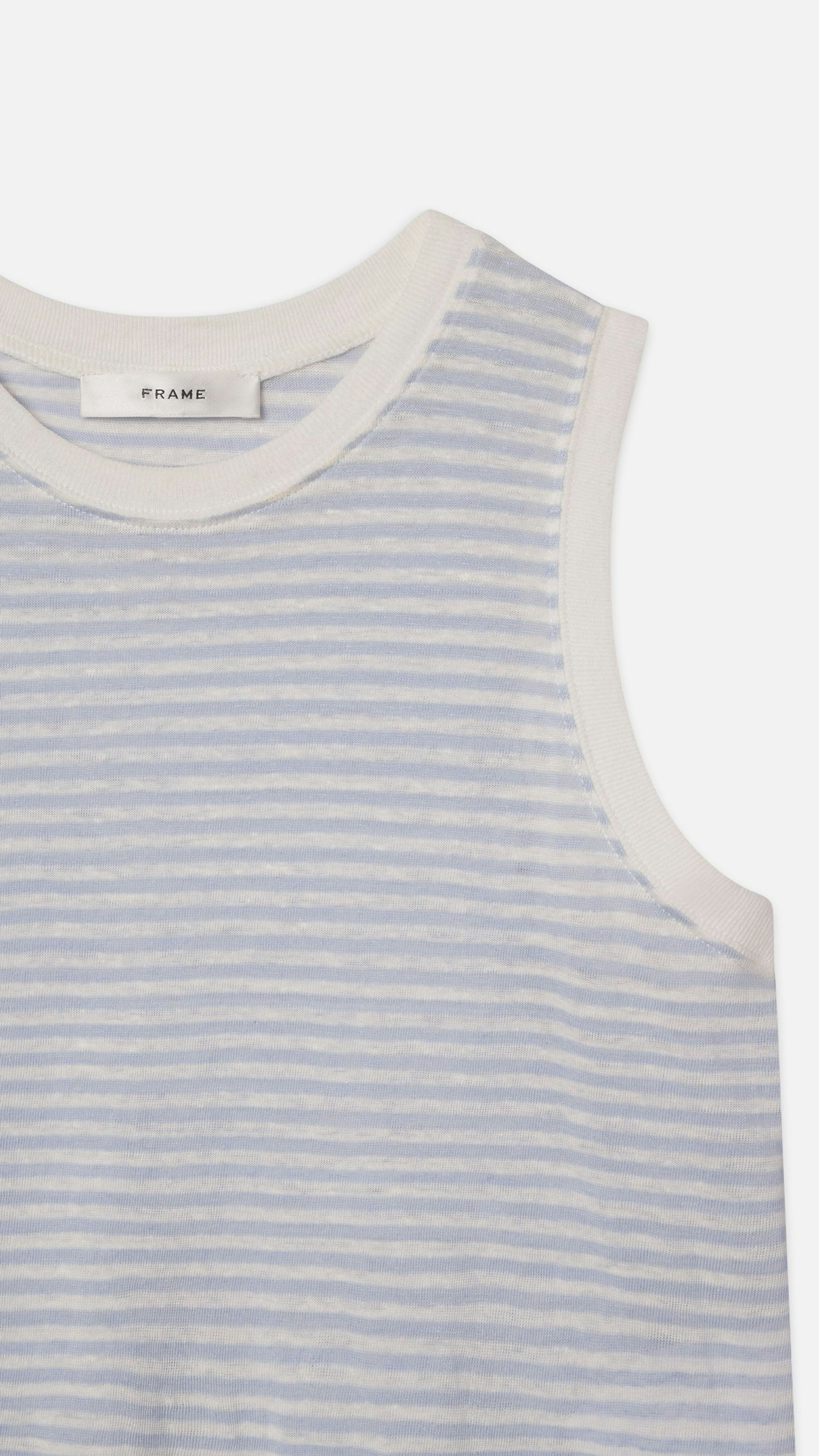 Frame Muscle Crew Tee in Light Chambray Multi