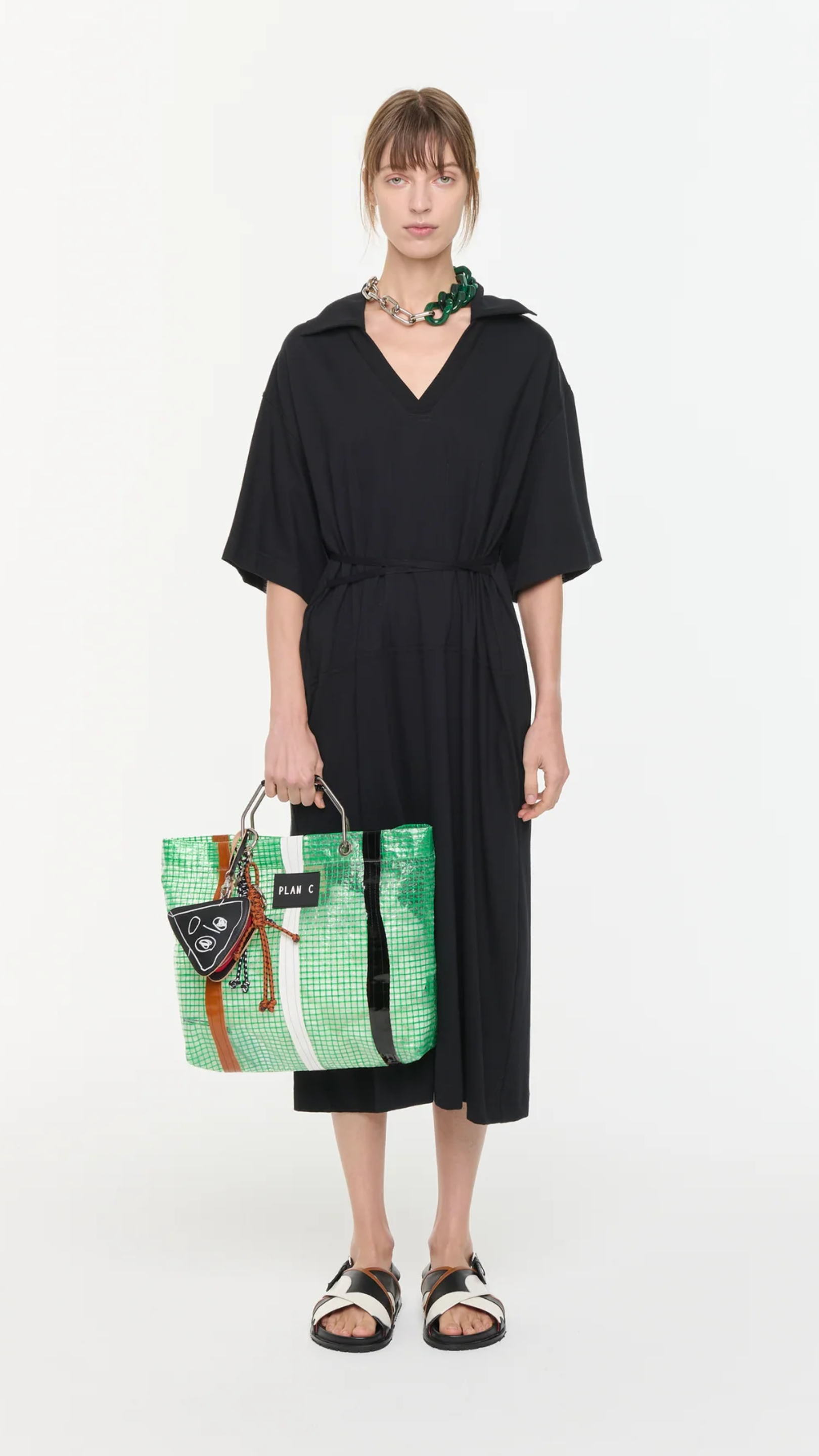 Plan C Short Sleeve Jersey Polo Midi Shirtdress