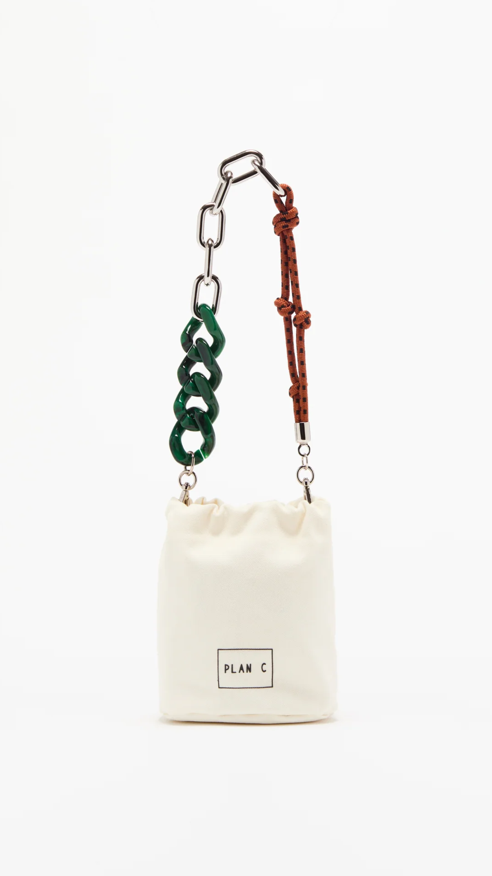 Plan C Canvas Drawstring Bucket Bag in White