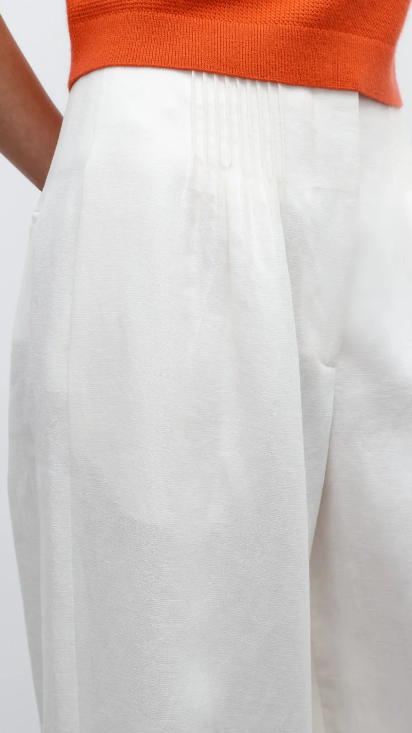 TWP High Waist Mini Pleat Pant in Ivoire