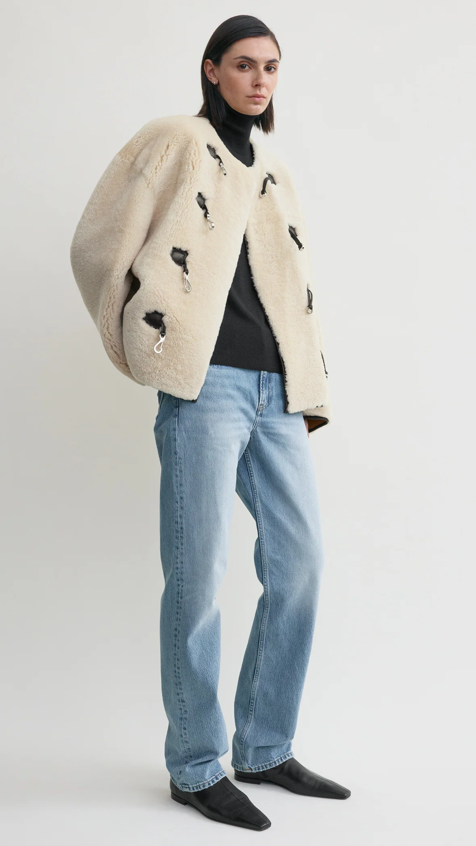 Toteme Teddy Shearling Jacket in Off White