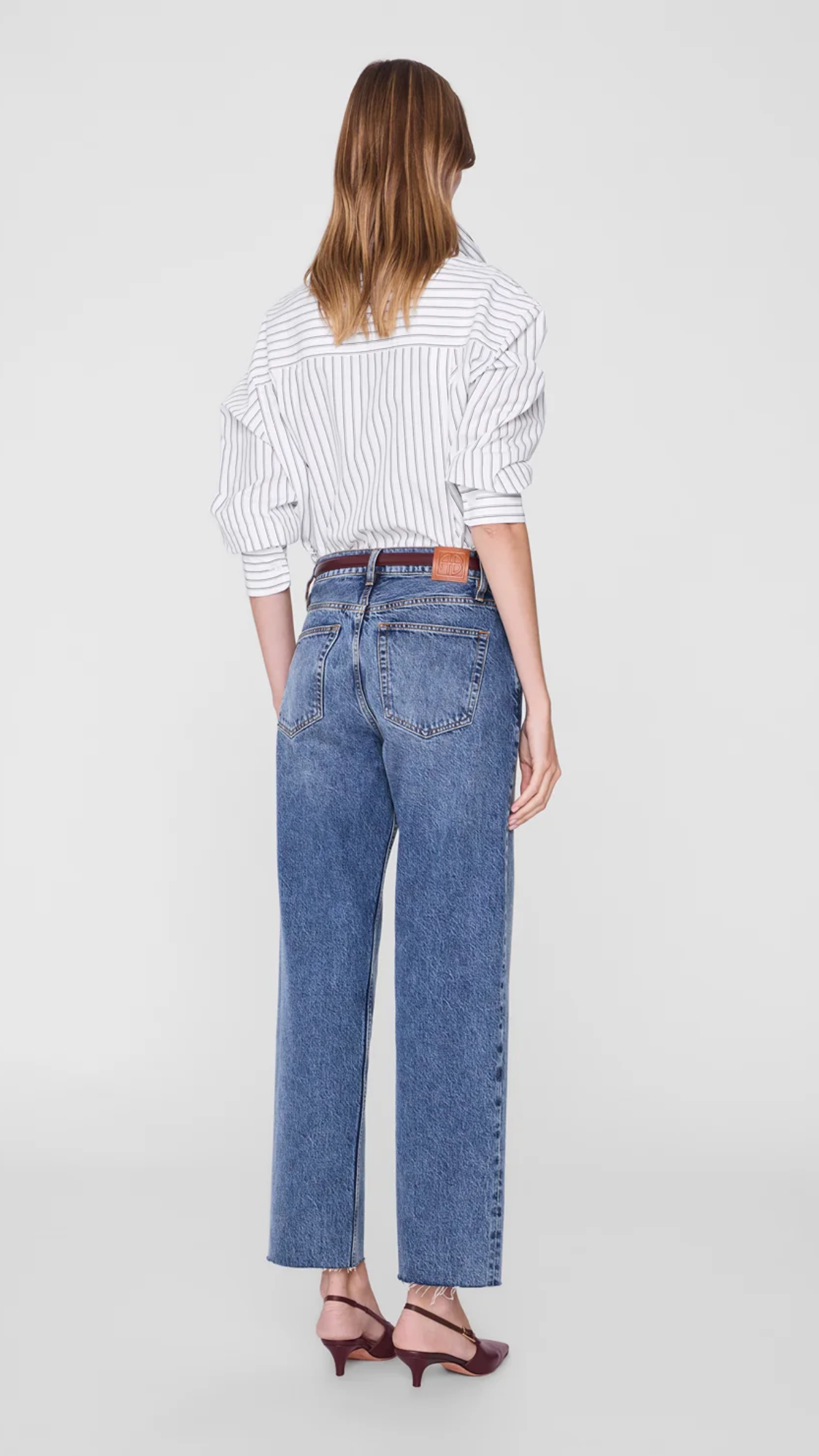 Anine Bing Scott Shirt in White and Black Stripe