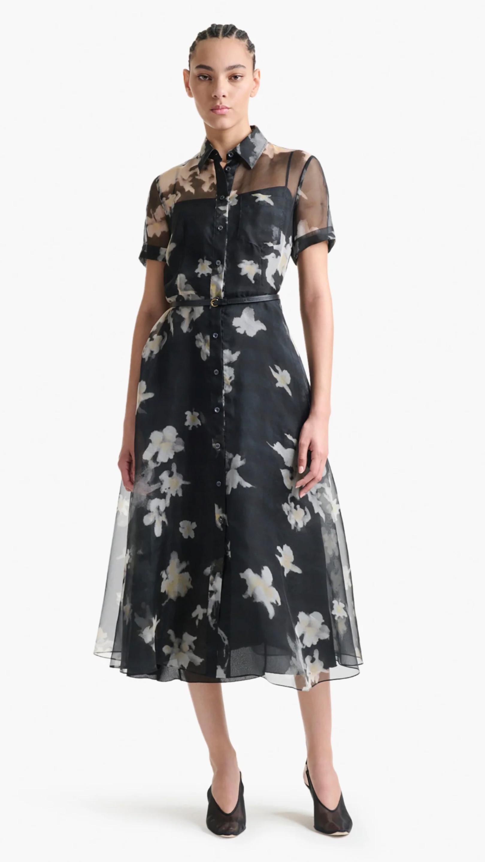 Altuzarra Kiera Dress in Black Inky Flowers