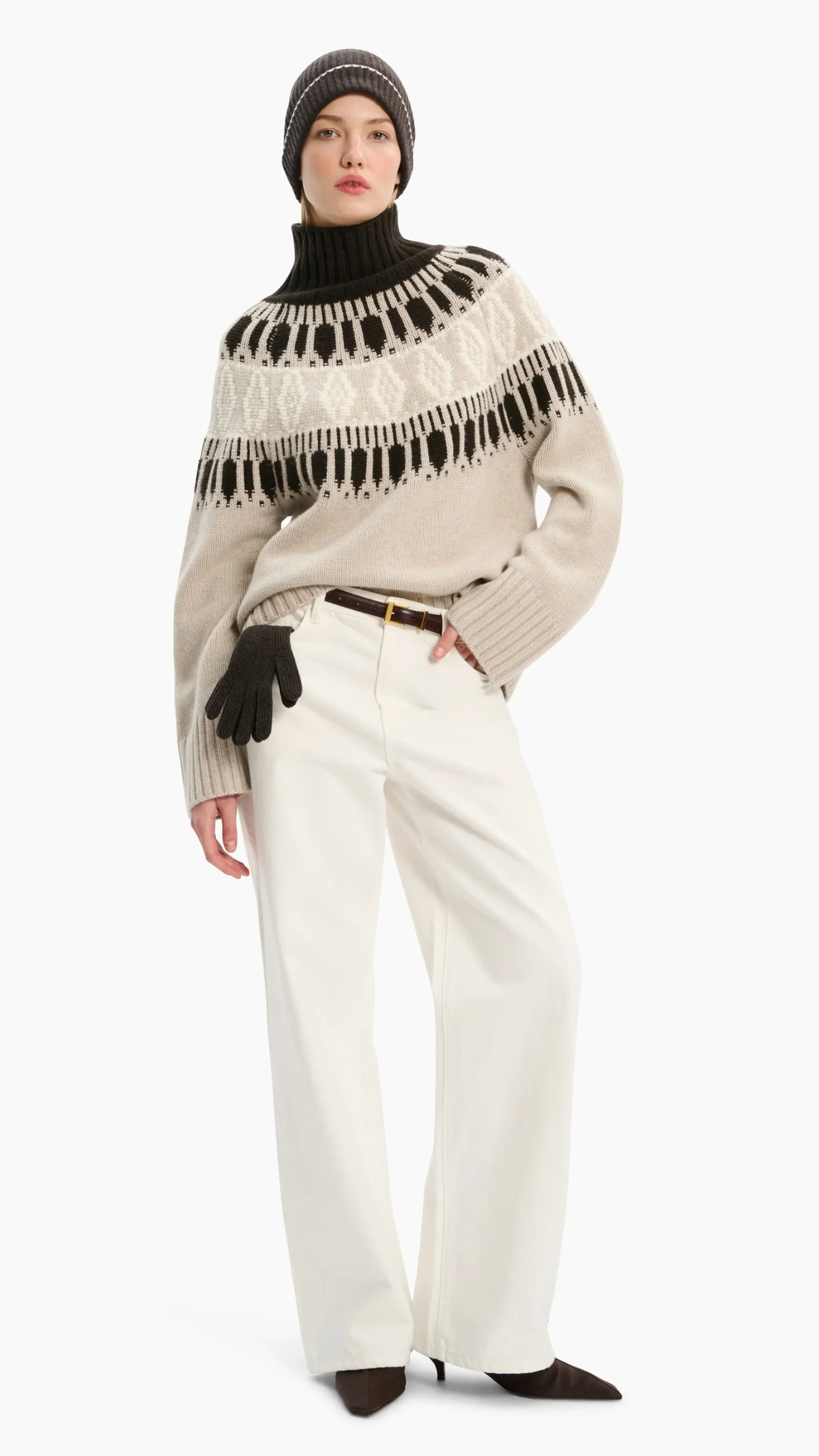 Arch 4 Whistler Sweater in Ivory, Chai & Brown Wood