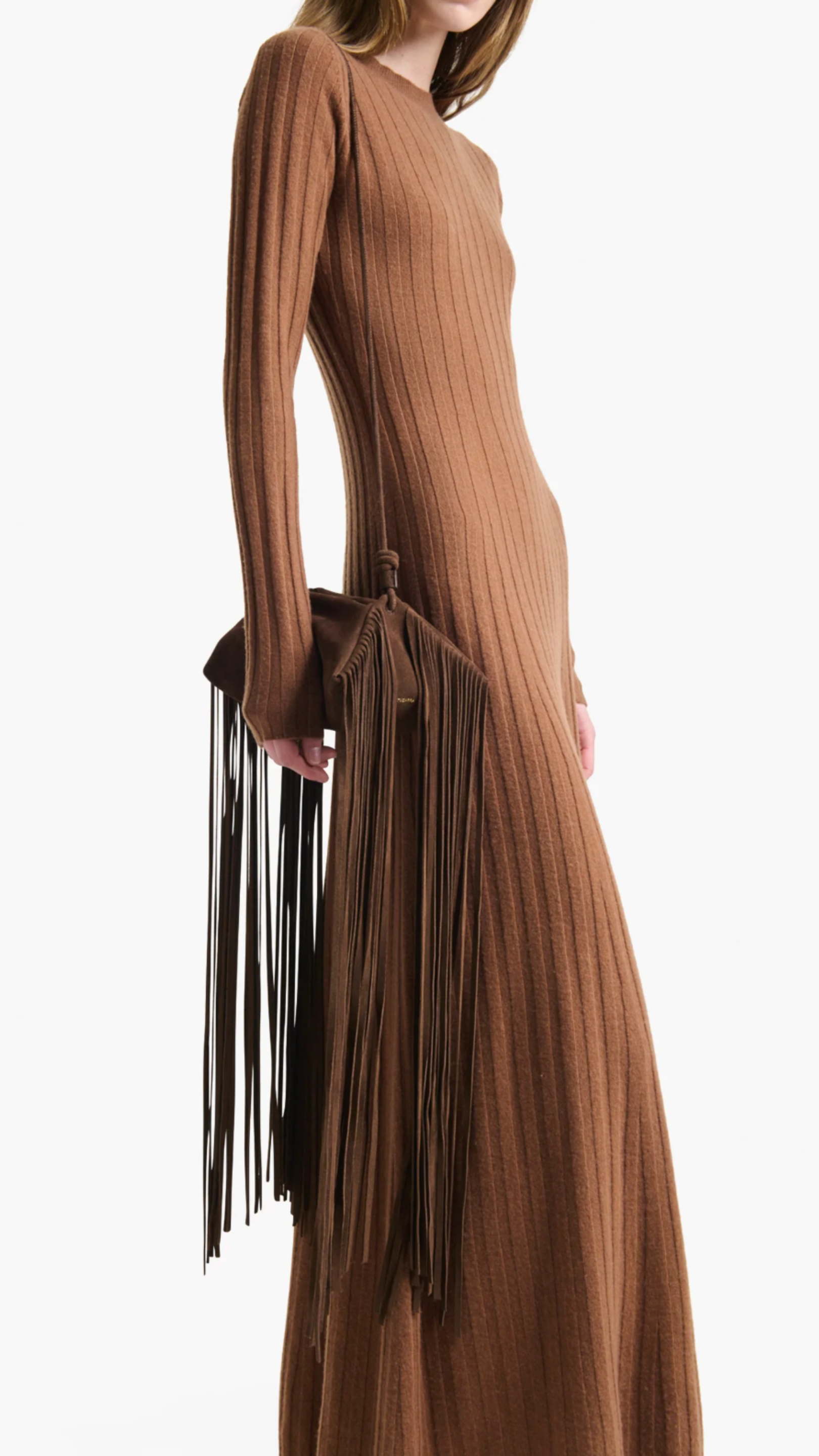 Altuzarra Origami Mini Bag with Fringe in Chocolate