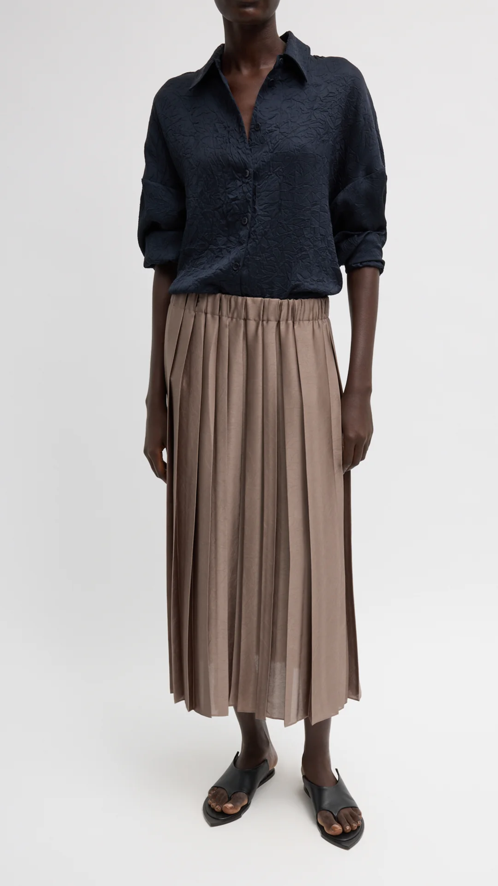 Tibi Feather Weight Pleated Pull On Skirt