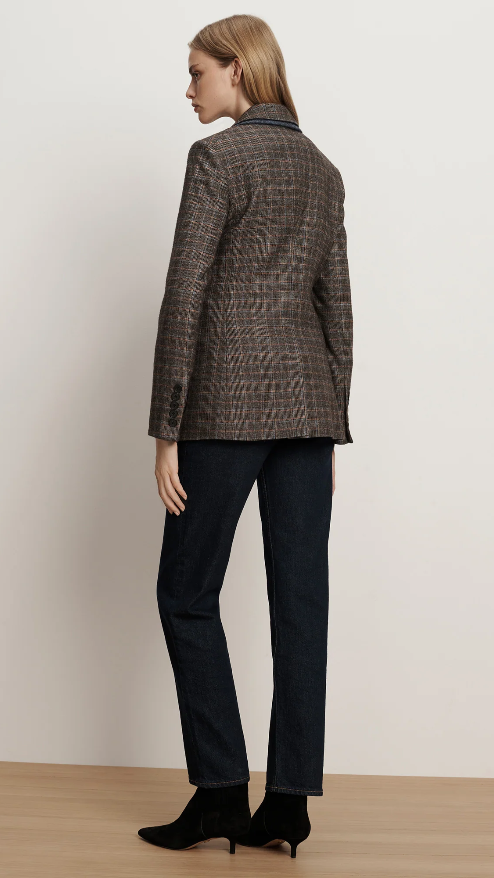 Veronica Beard Hedi Plaid Dickey Jacket in Charcoal