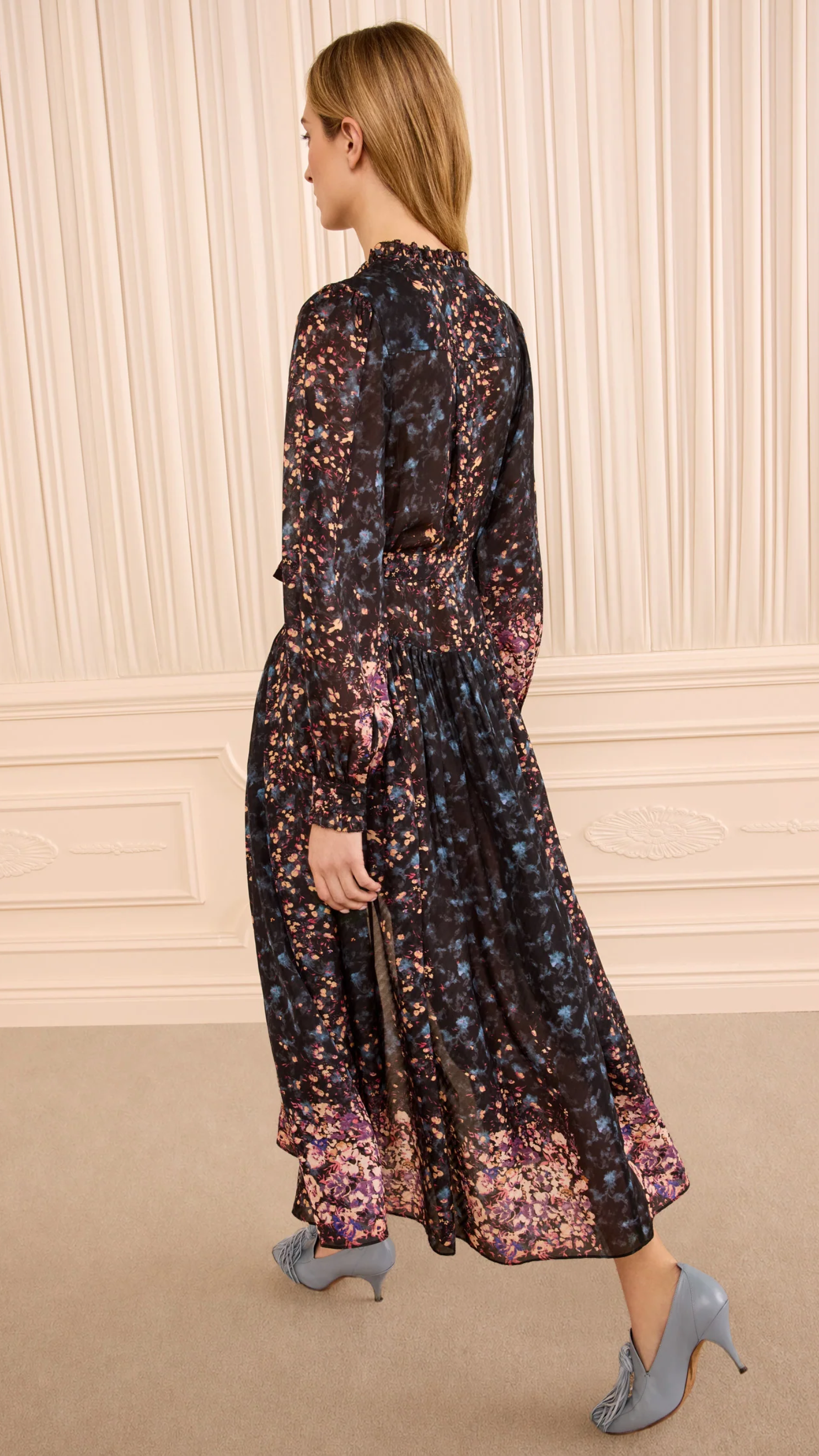 Ulla Johnson Tessa Long Sleeve Silk Dress in Eclipse