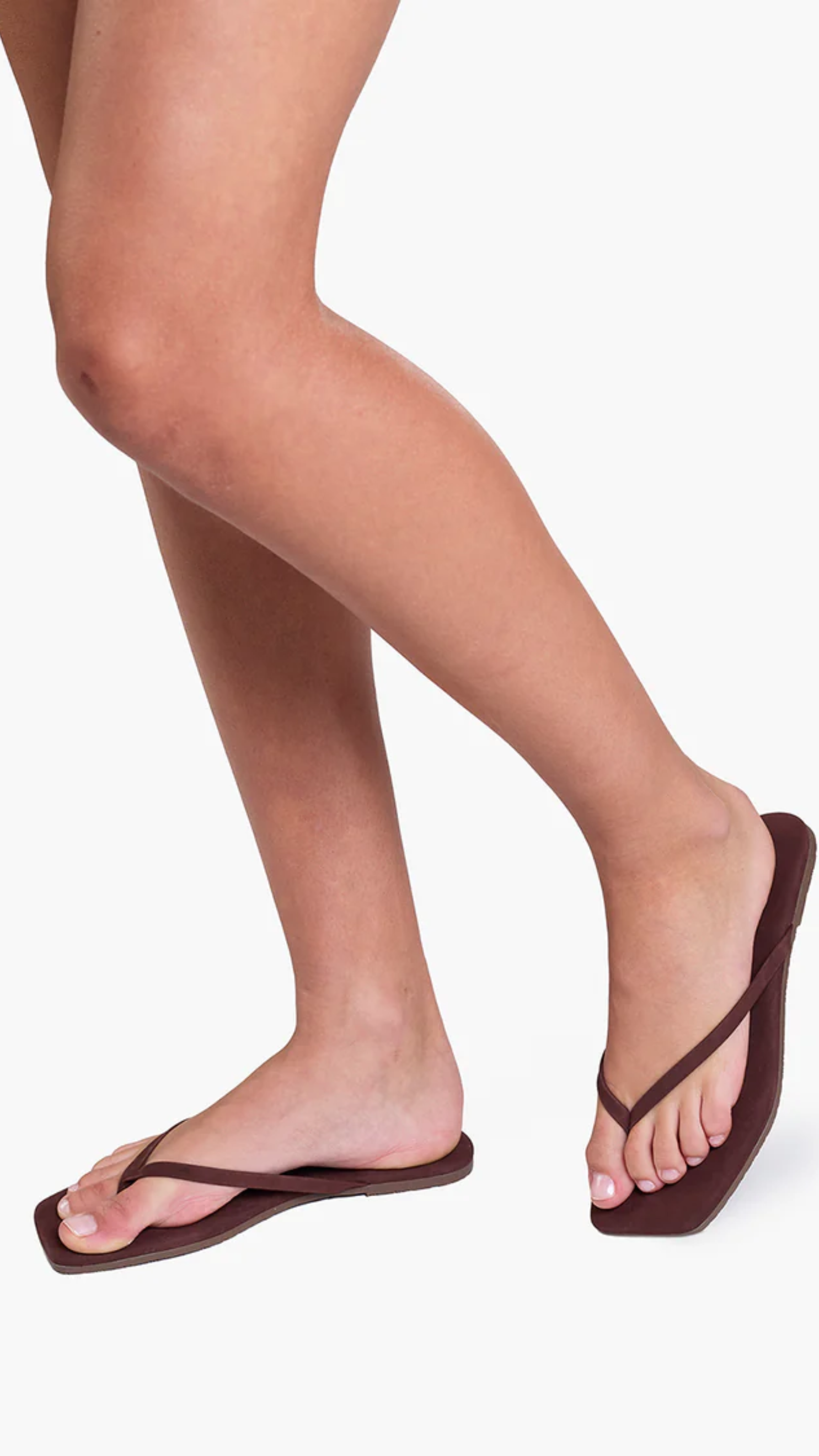 Tkees Square Toe Lily Suede Flip Flops in Bourbon