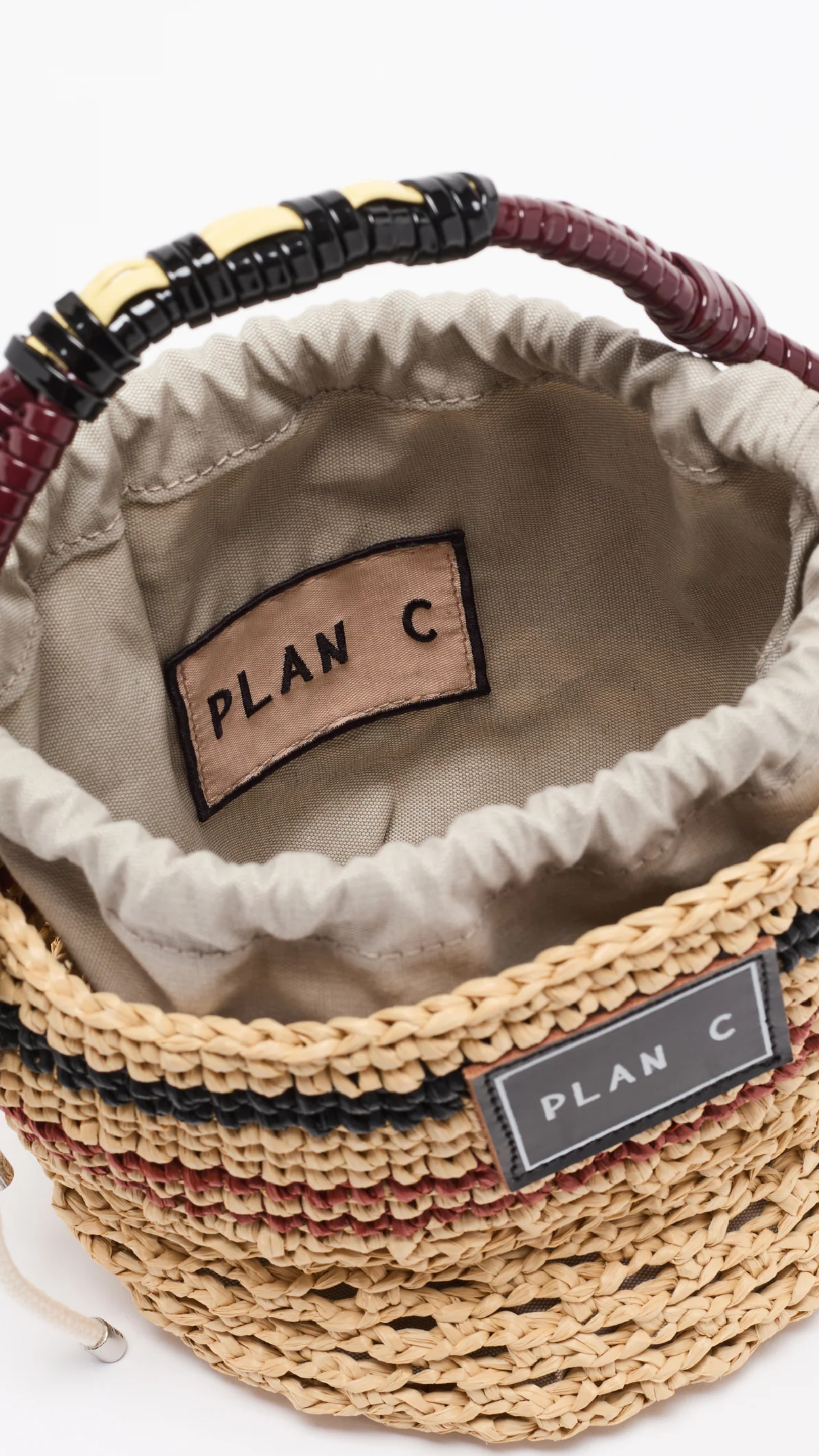Plan C Straw Bucket Bag in Raffia
