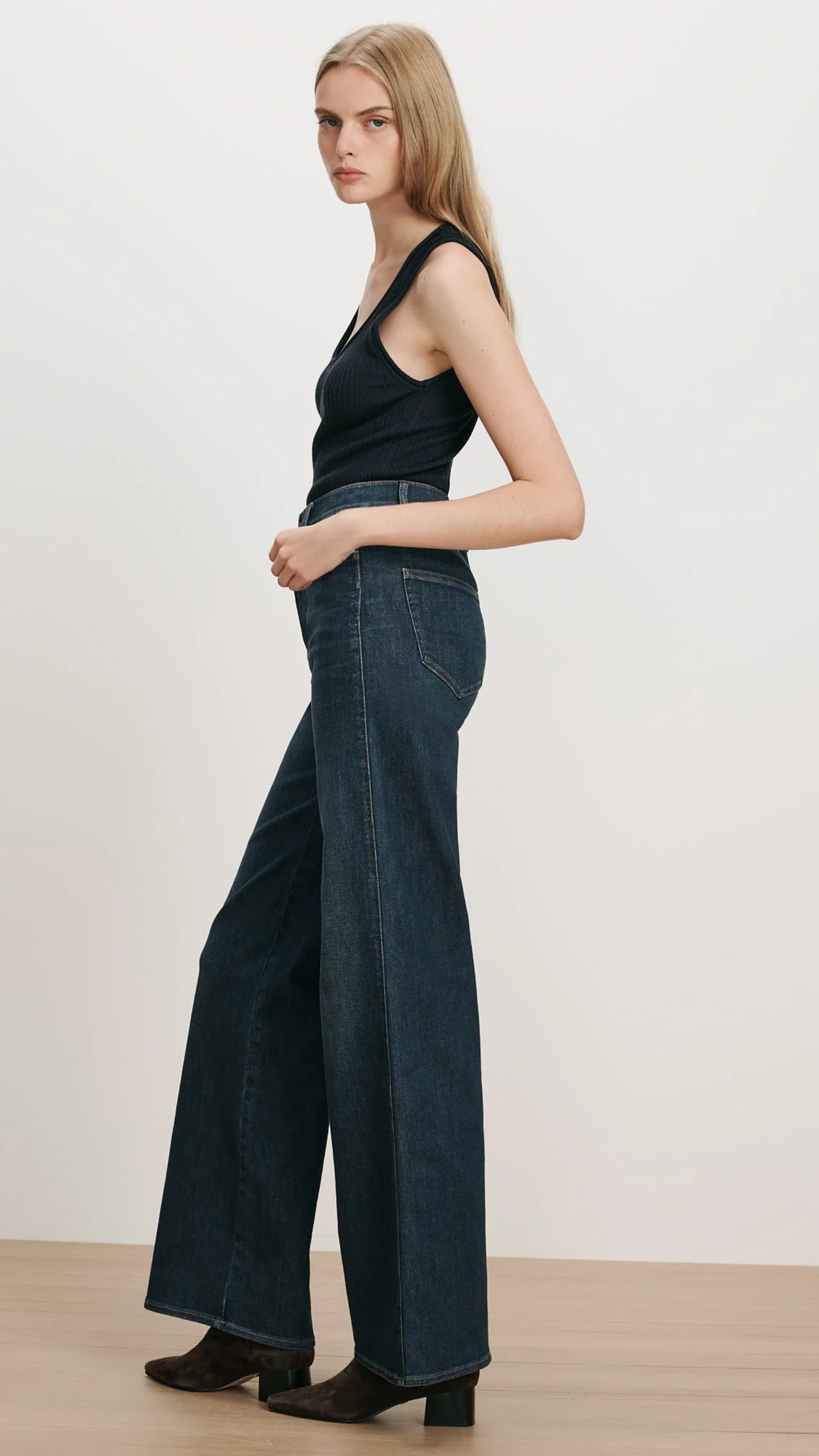 Veronica Beard Taylor High Rise Wide Leg Jean in Sweet Dream