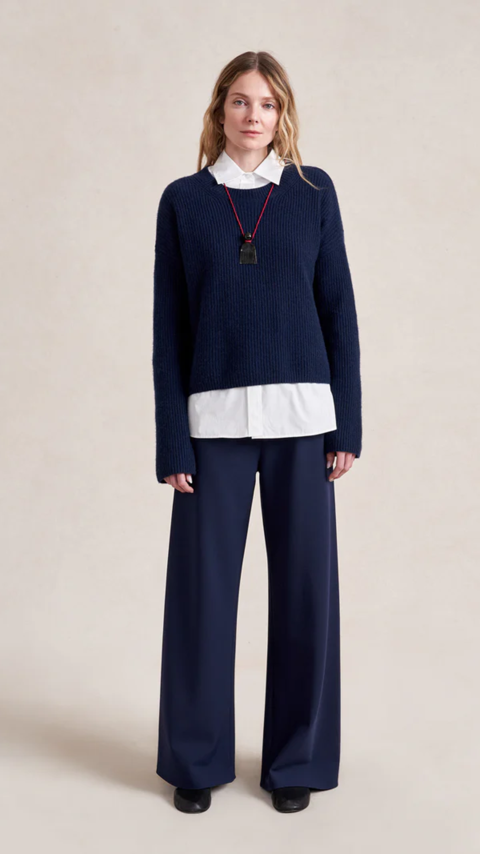 La Ligne Cotton Poplin Colby Pant in Navy