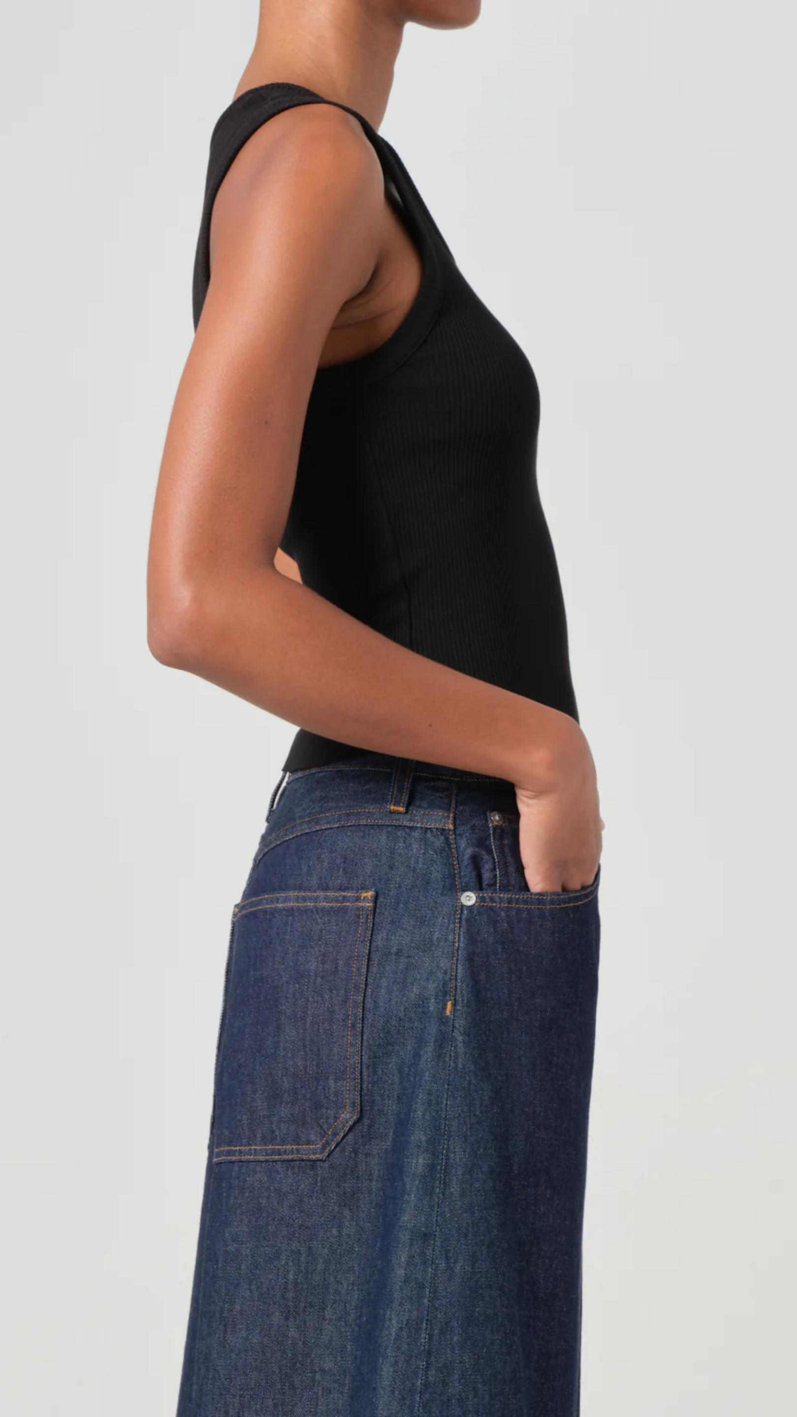 Agolde Shrunken Poppy Tank in Black
