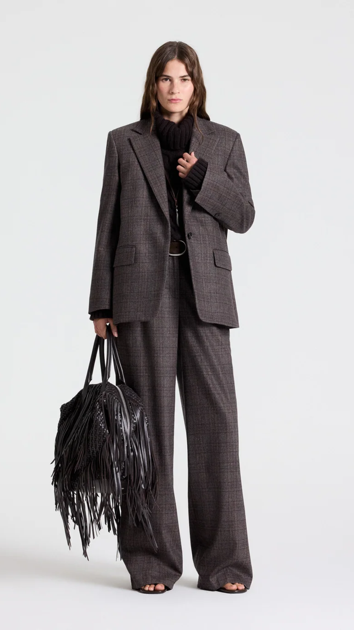 TWP Wool Flannel Jillian Blazer in Chocolate Multi