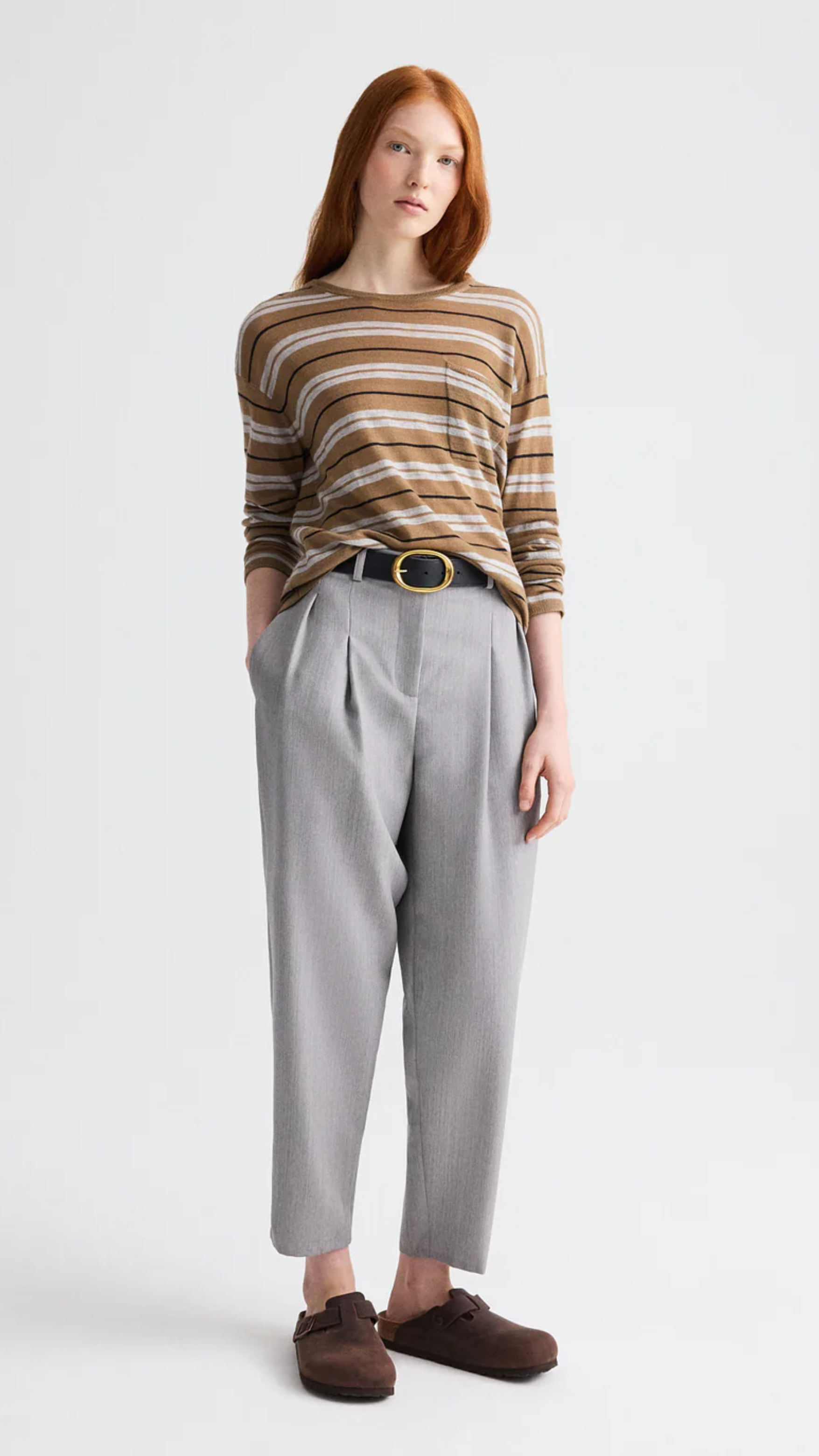 TWP 4th St With Stripes Superfine Cashmere Sweater in Ermine