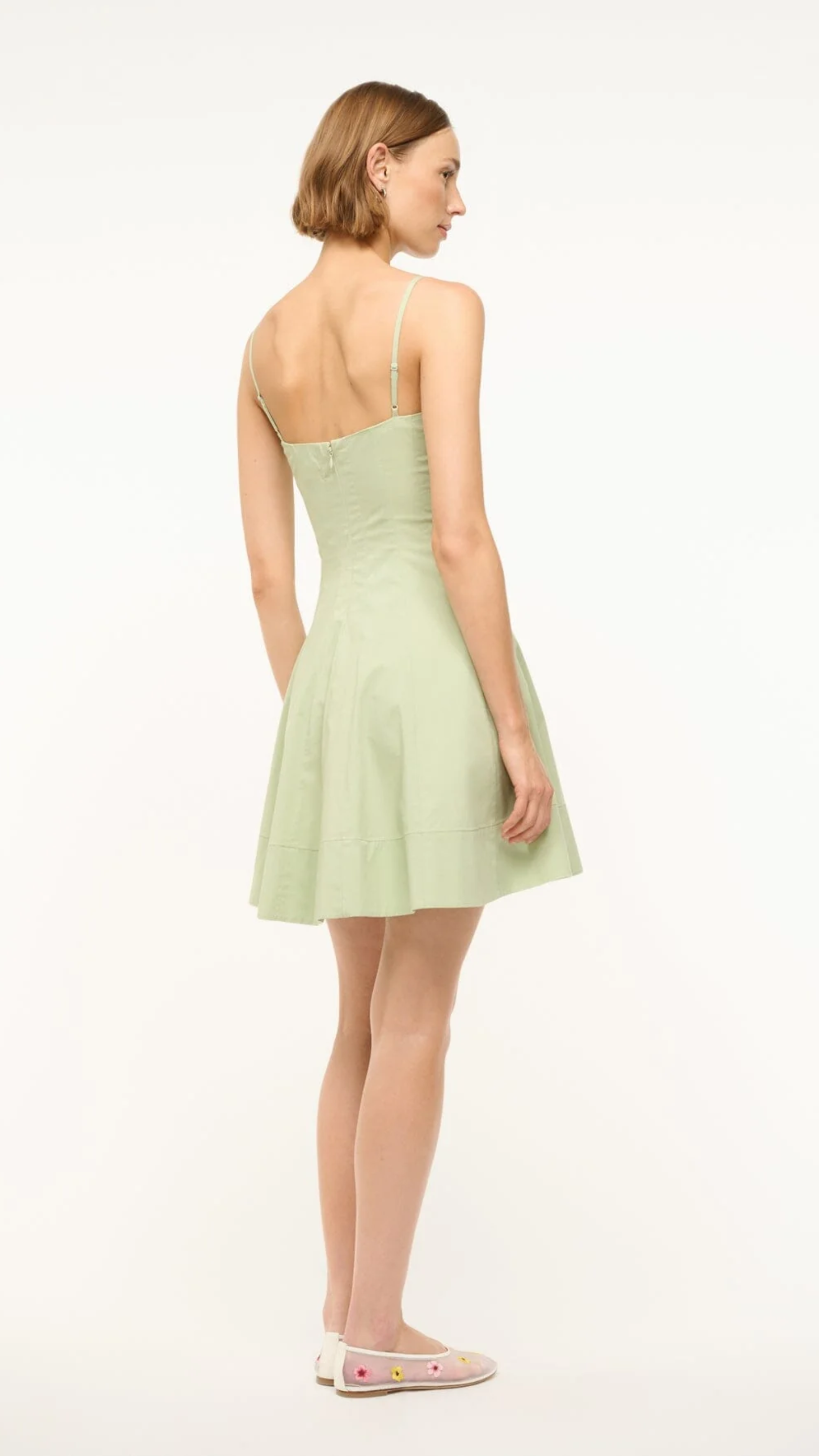 Staud Wylie Mini Dress in Pale Jade