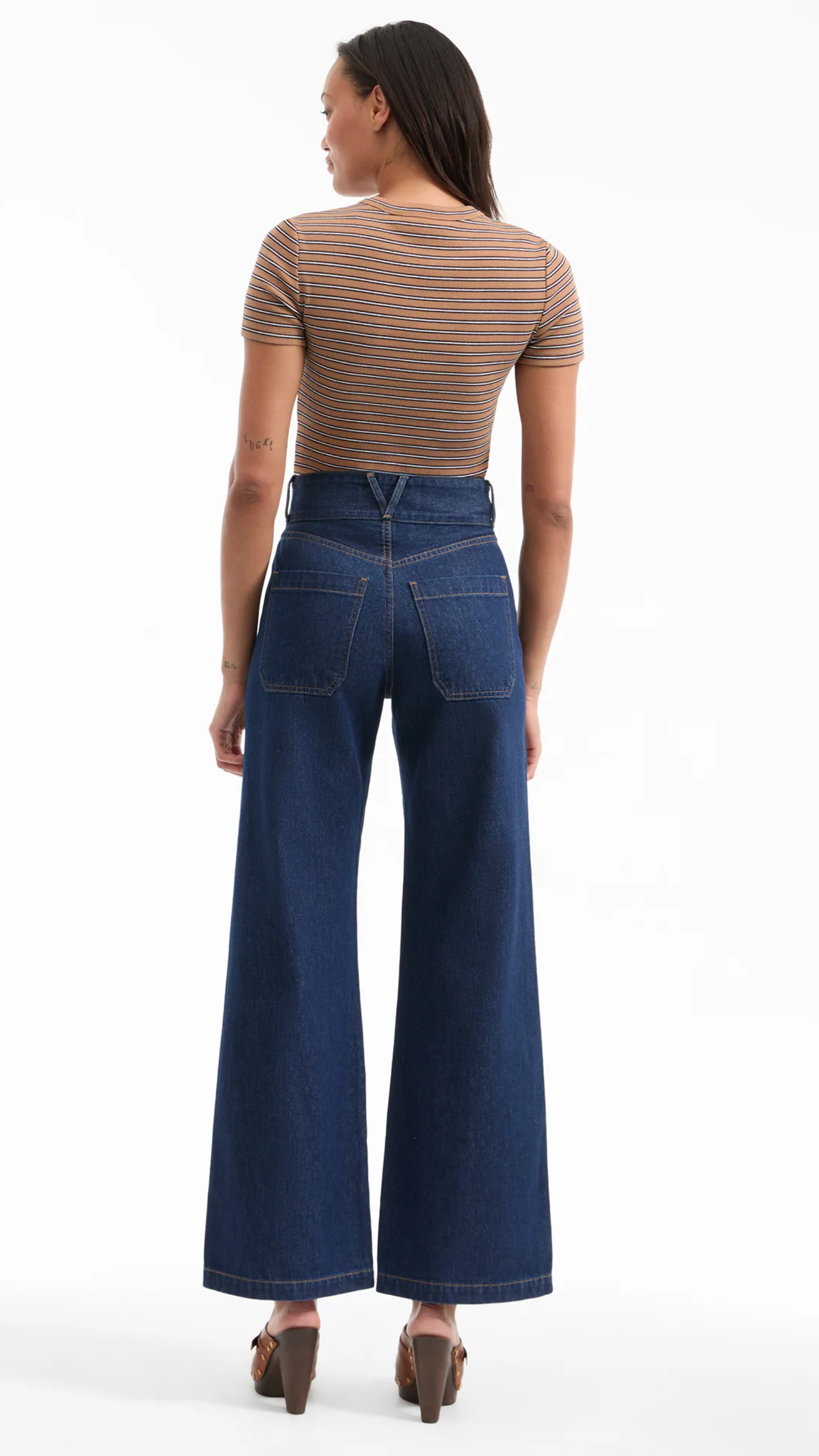 Veronica Beard Taylor Patch Pocker Wide Leg Jean in Indigo Rinse