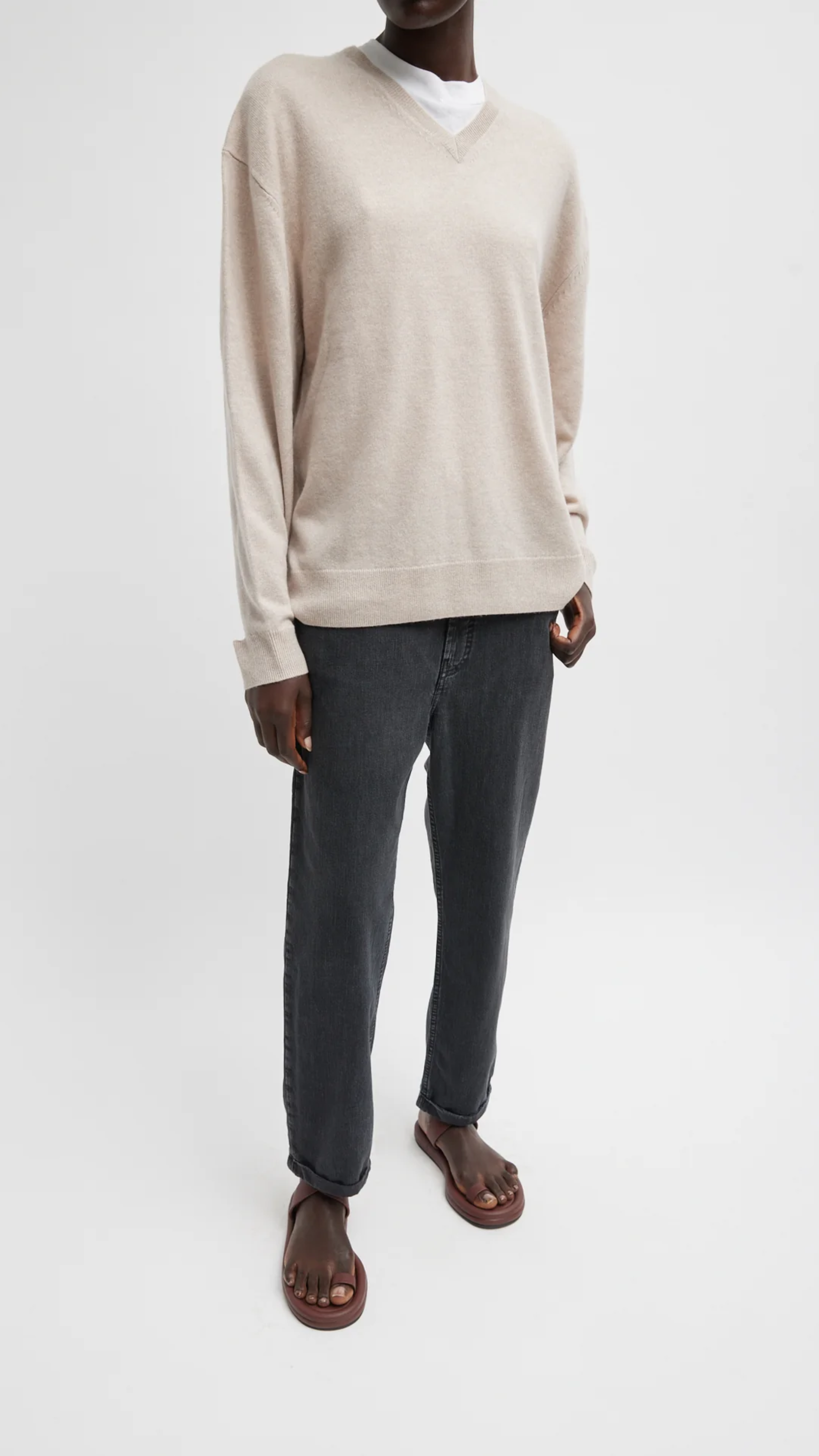 Tibi Washable Cashmere Easy V-neck Sweater