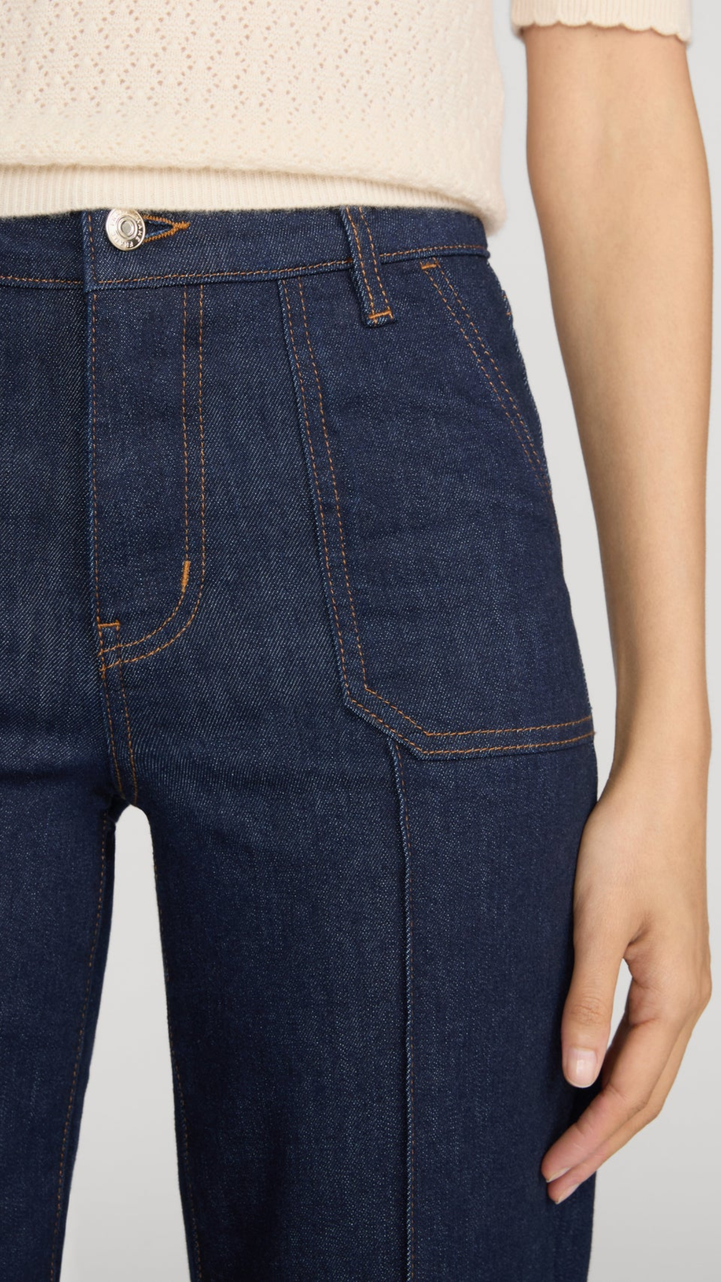 Frame Le Slim Palazzo Pintuck Pocket Jean in Rinse