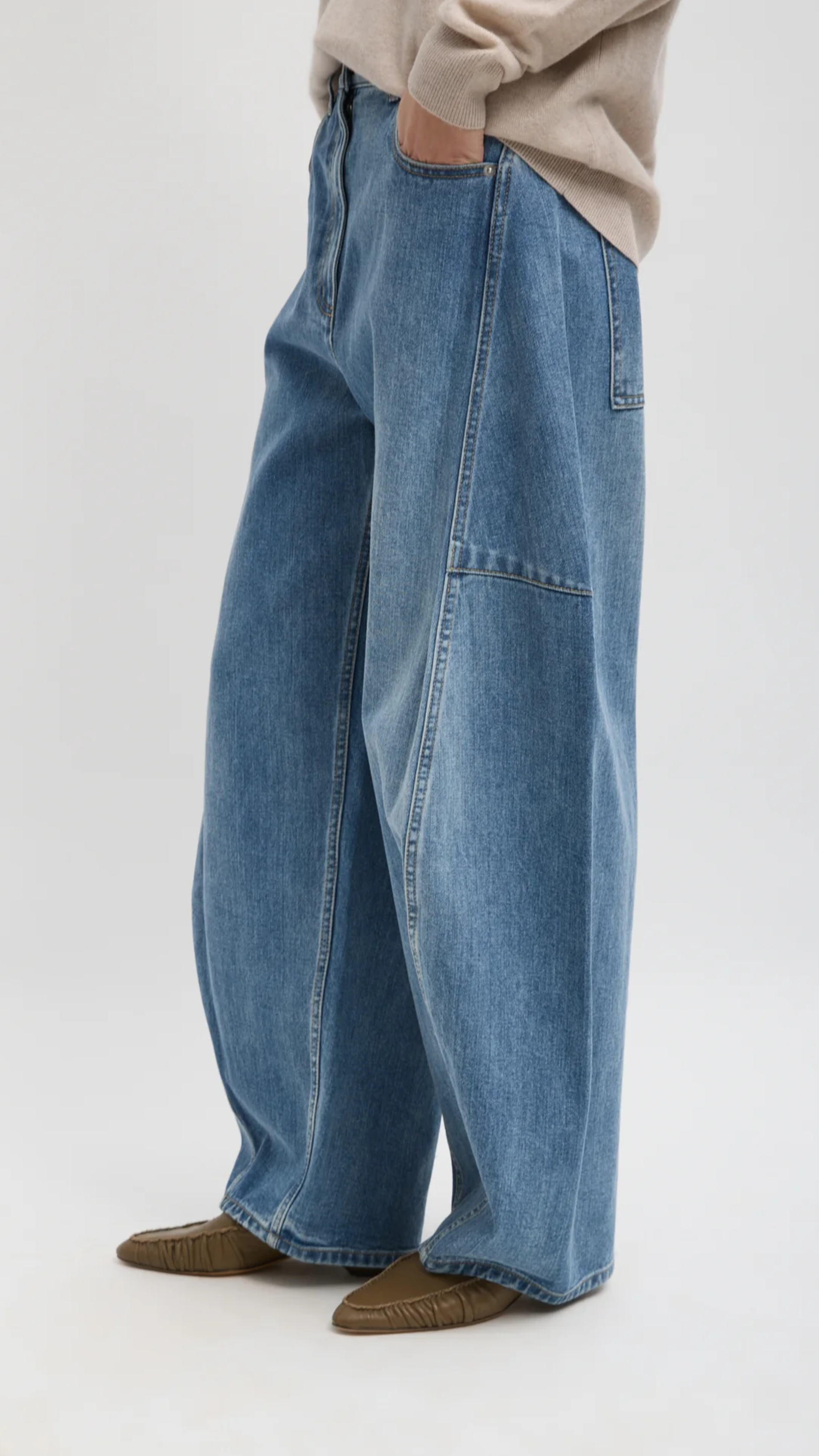 Tibi Classic Wash Denim Sid Jean in Classic Blue