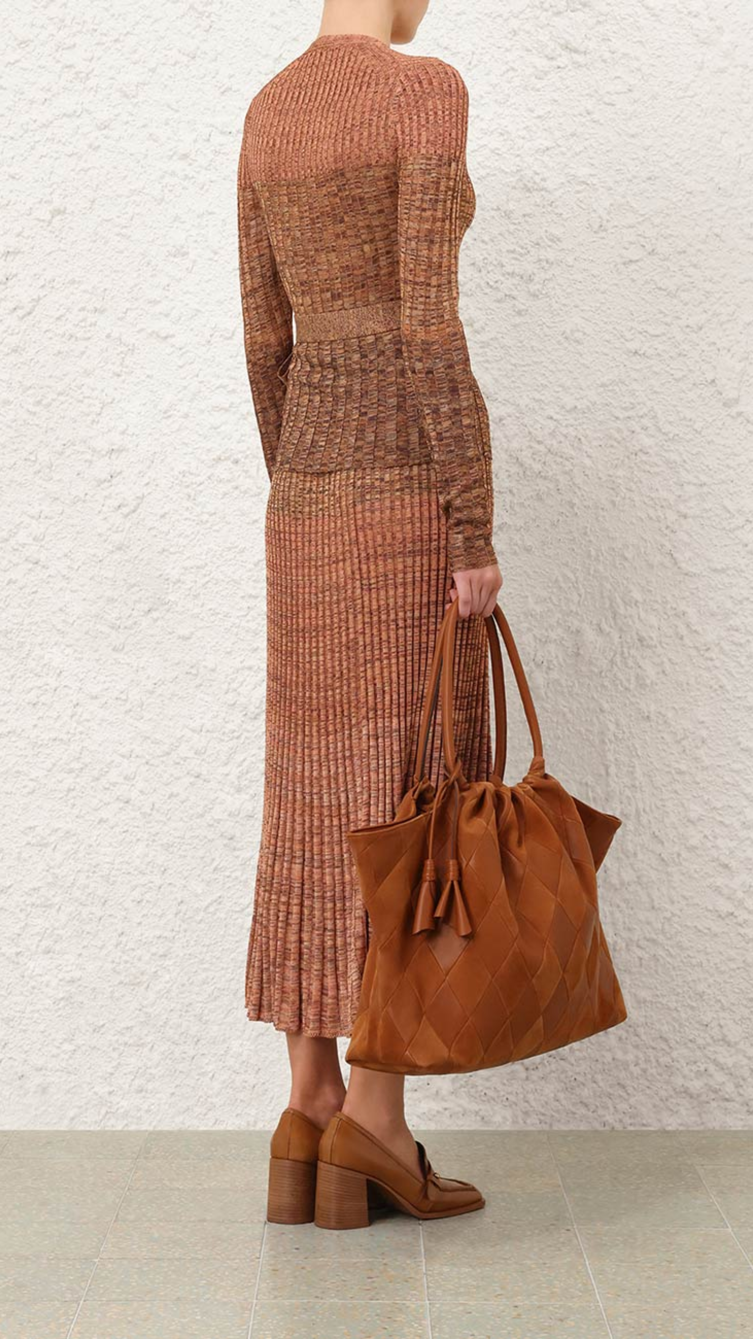 Zimmermann Mouline Rib Wrap Top in Chocolate Multi