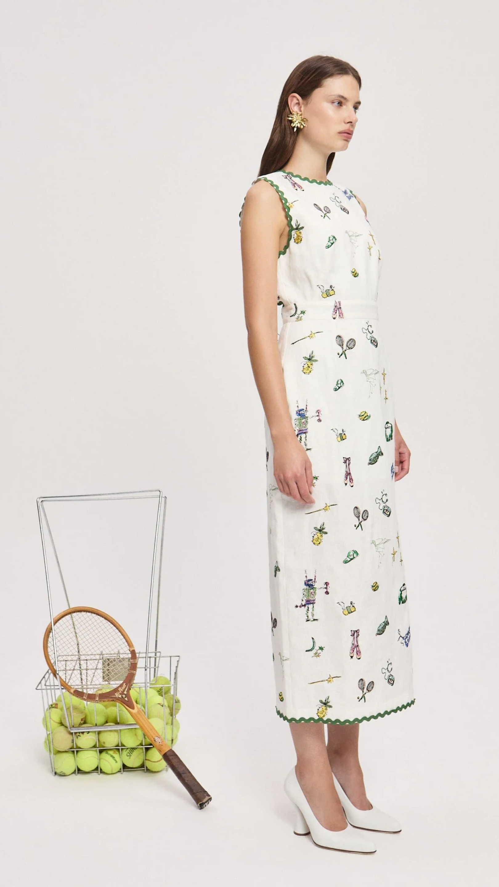 Alemais Play Embroidered Midi Dress in Cream