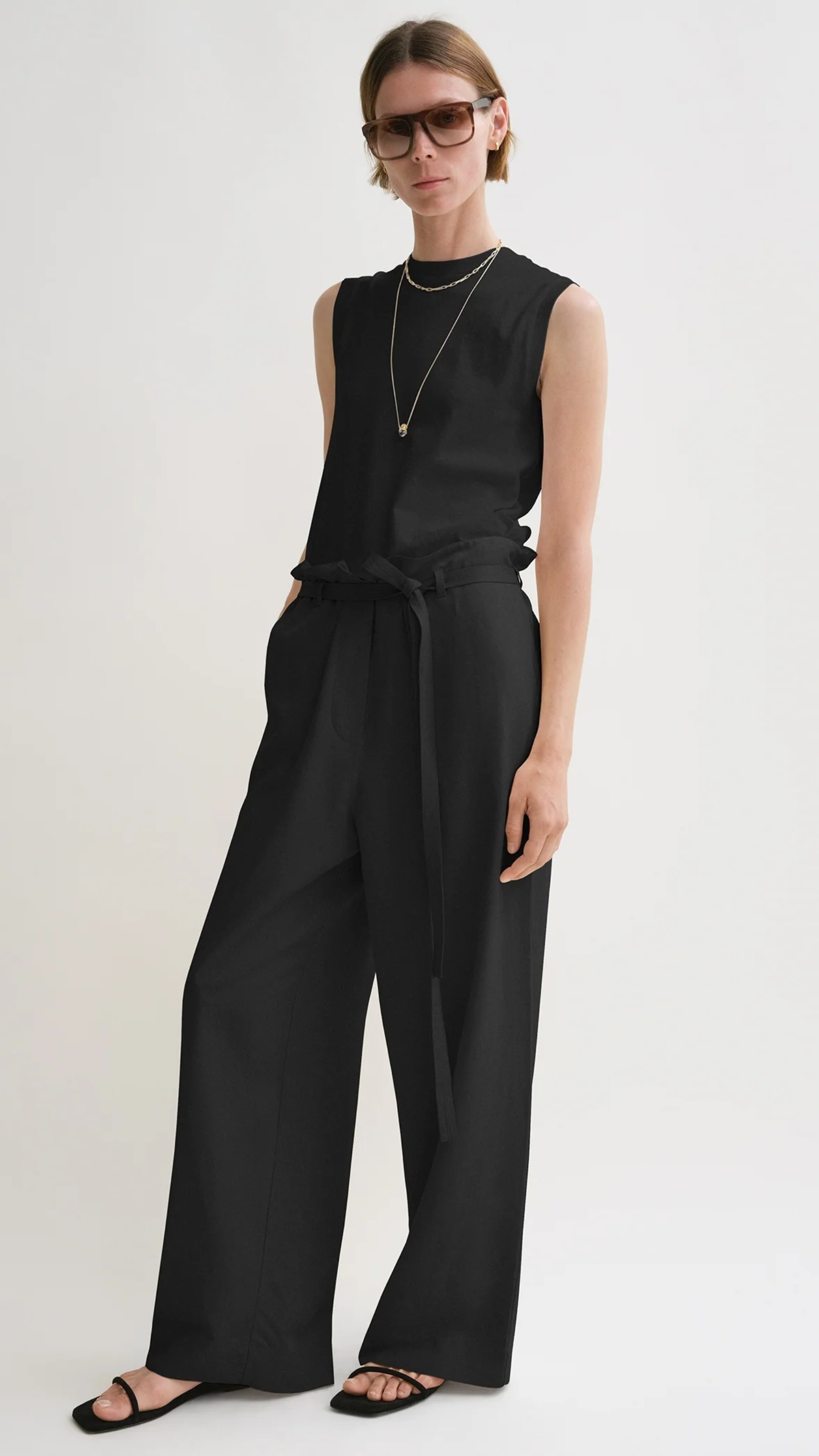 Toteme Fluid Tie-waist Trousers in Black