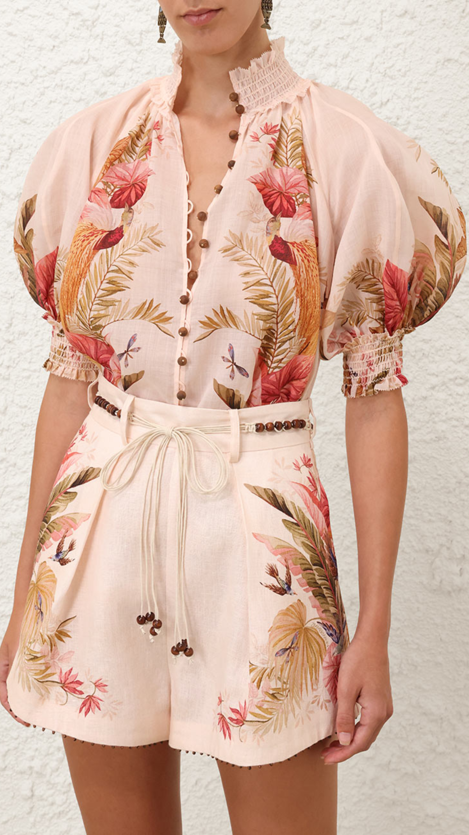 Zimmermann Ascension Billow Blouse in Cream Palm Floral