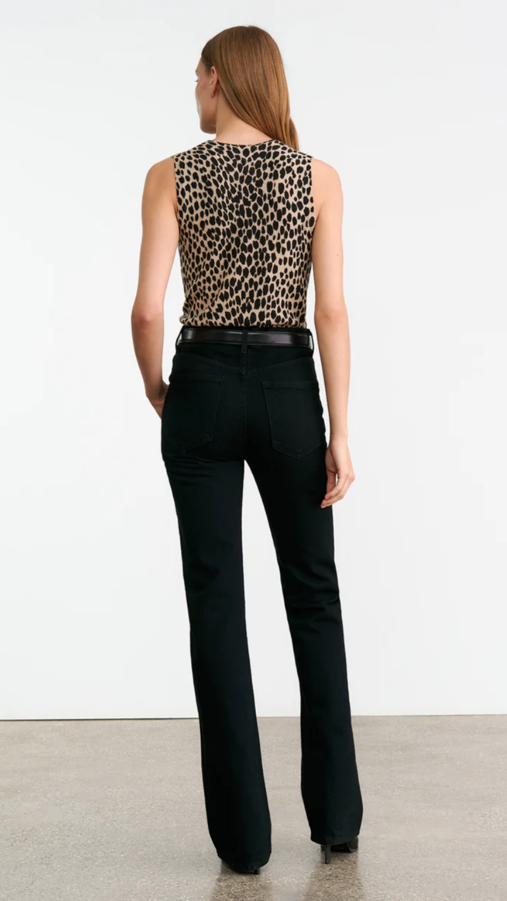 Nili Lotan Nessa Sweater Tank in Taupe Black Cheetah