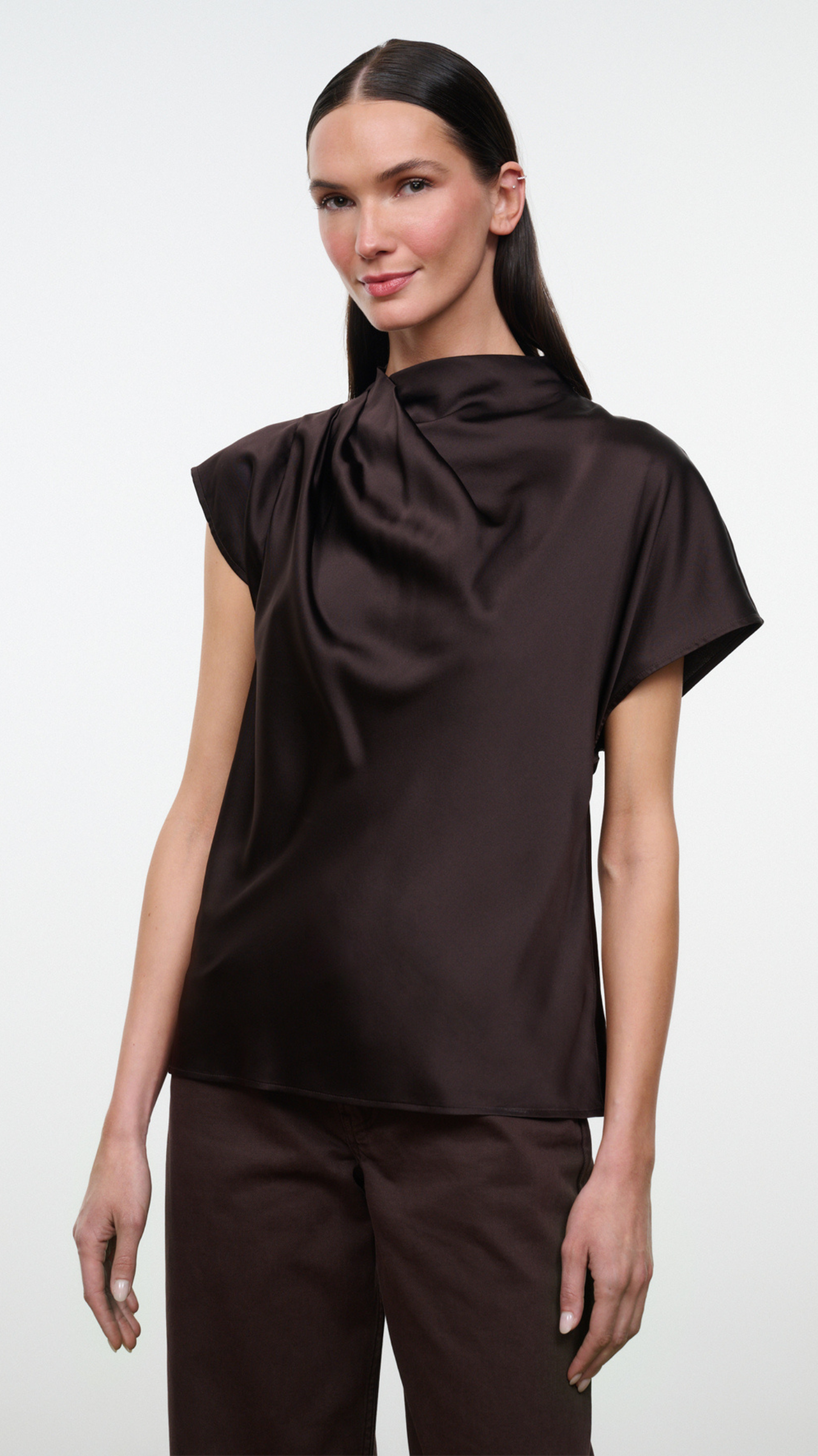 Staud Davina Silk Top in Earth