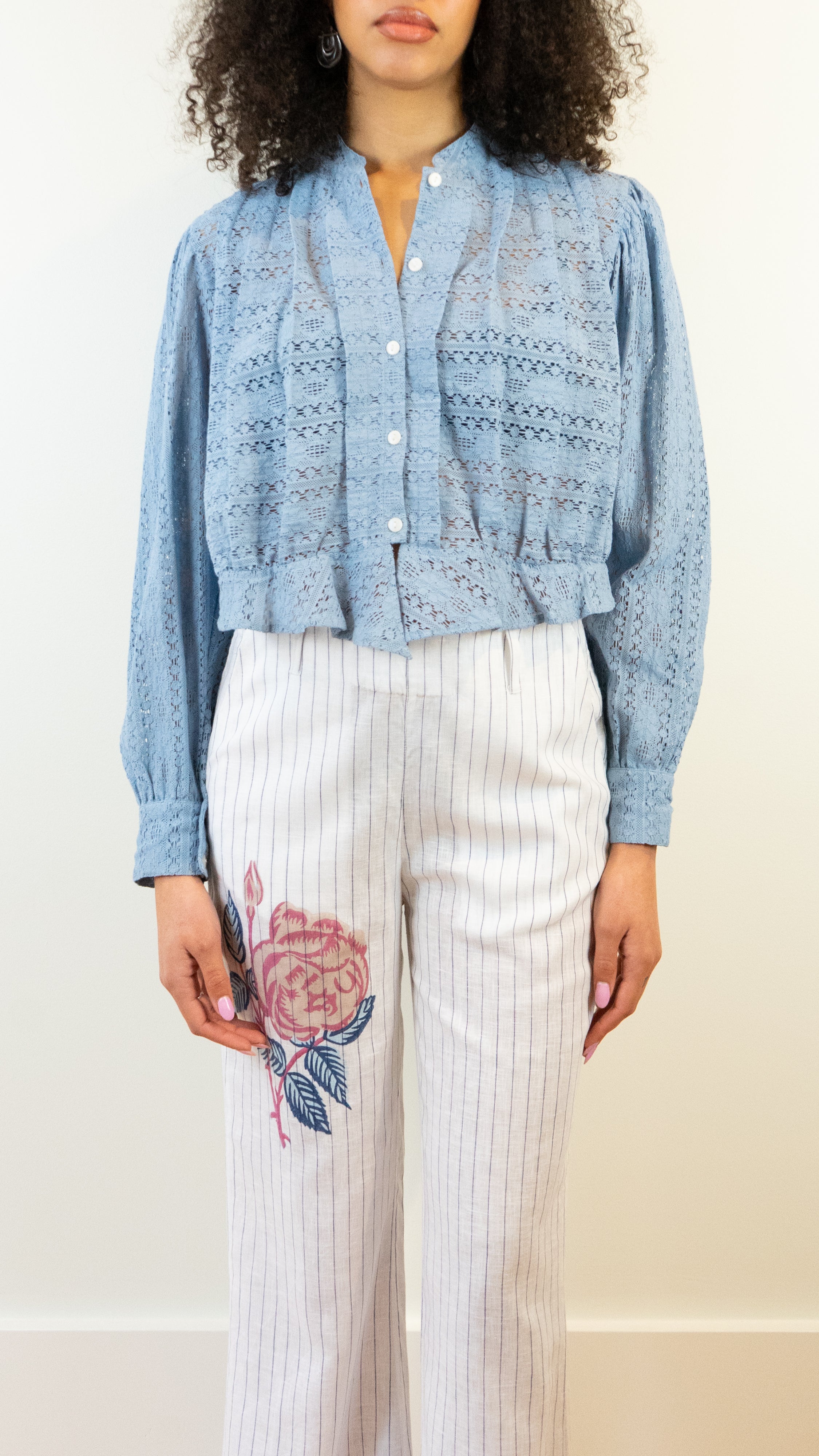 Alix of Bohemia Ryland Lace Shirt in Powder Blue