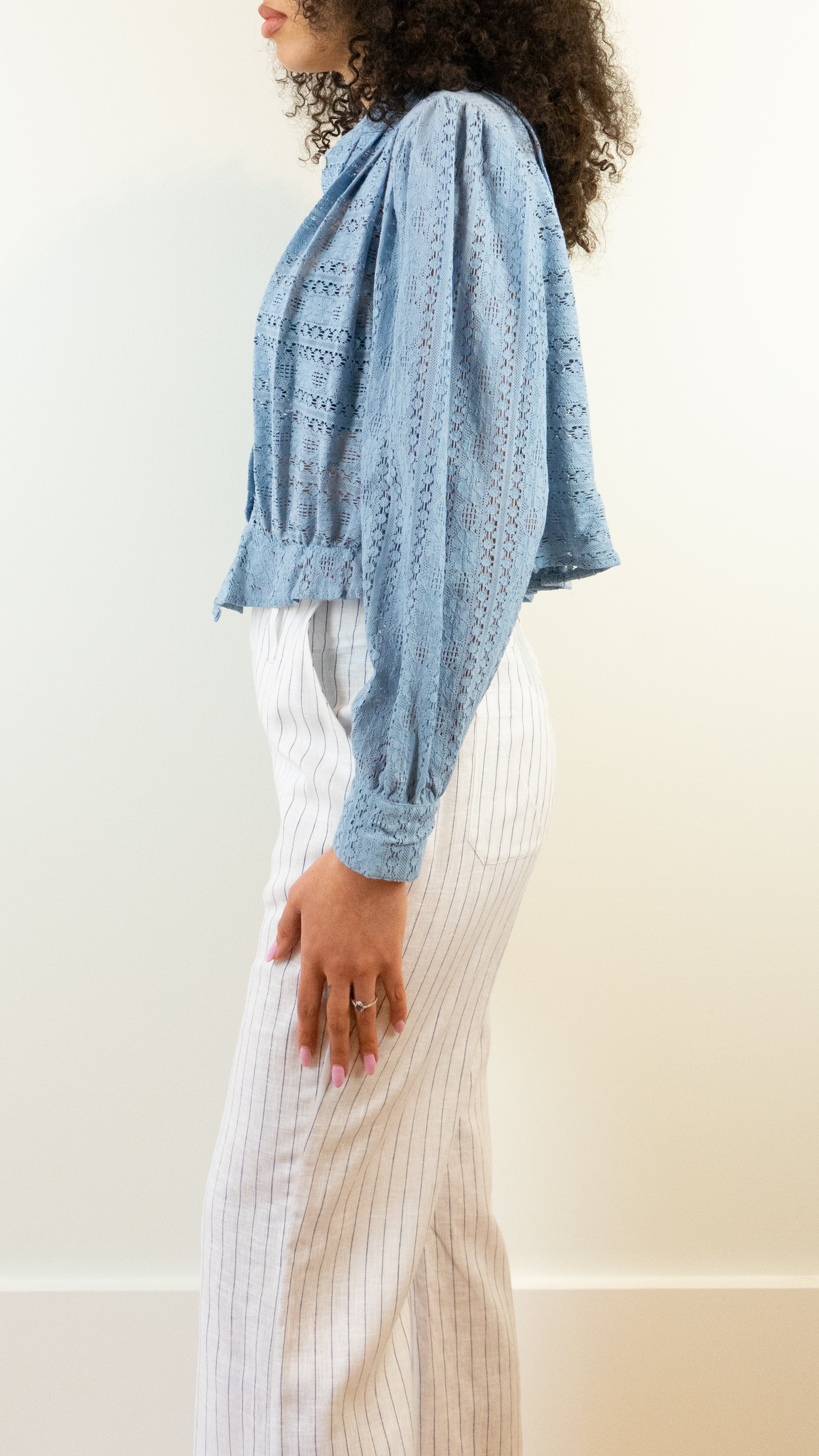 Alix of Bohemia Ryland Lace Shirt in Powder Blue