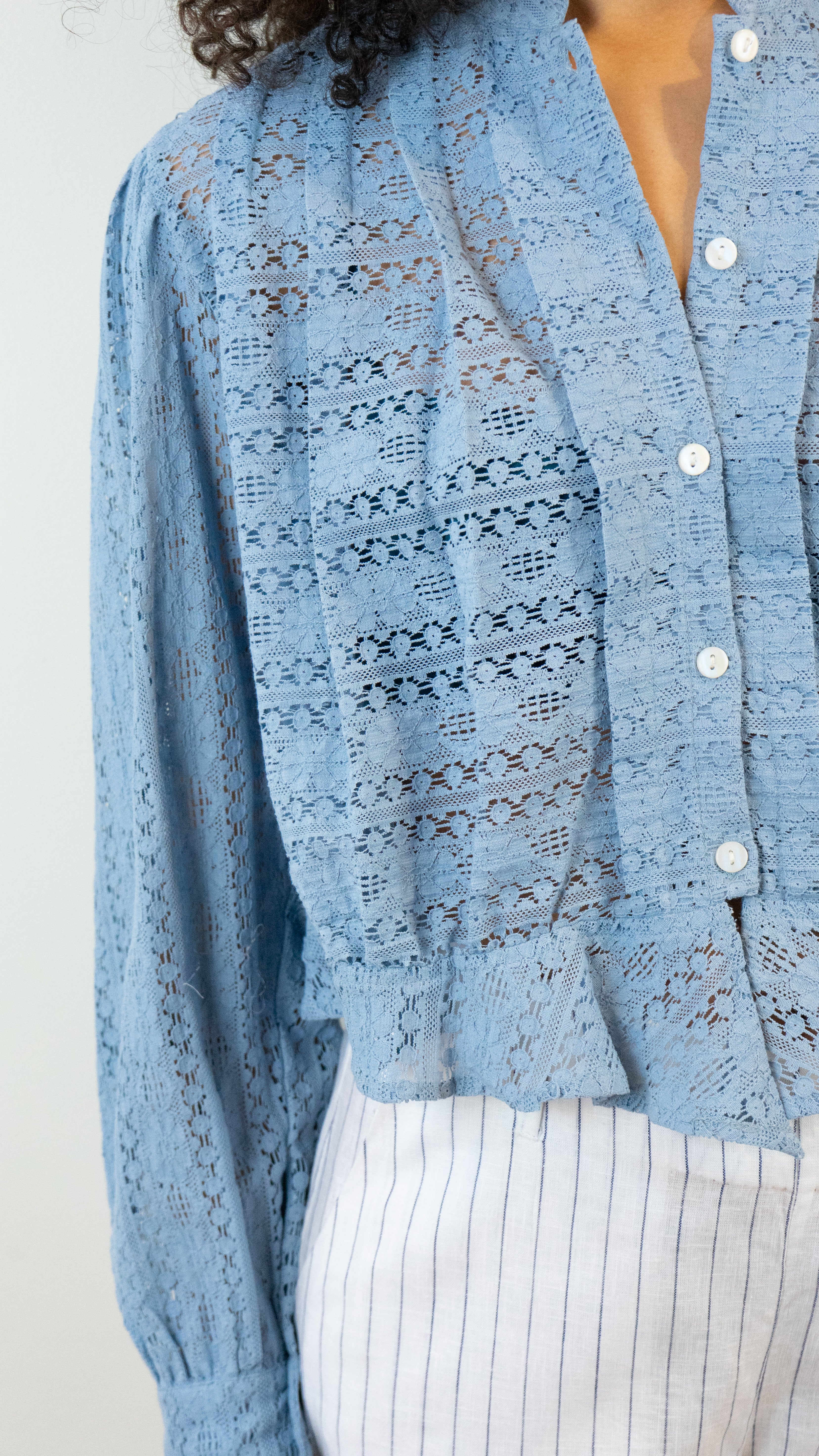 Alix of Bohemia Ryland Lace Shirt in Powder Blue