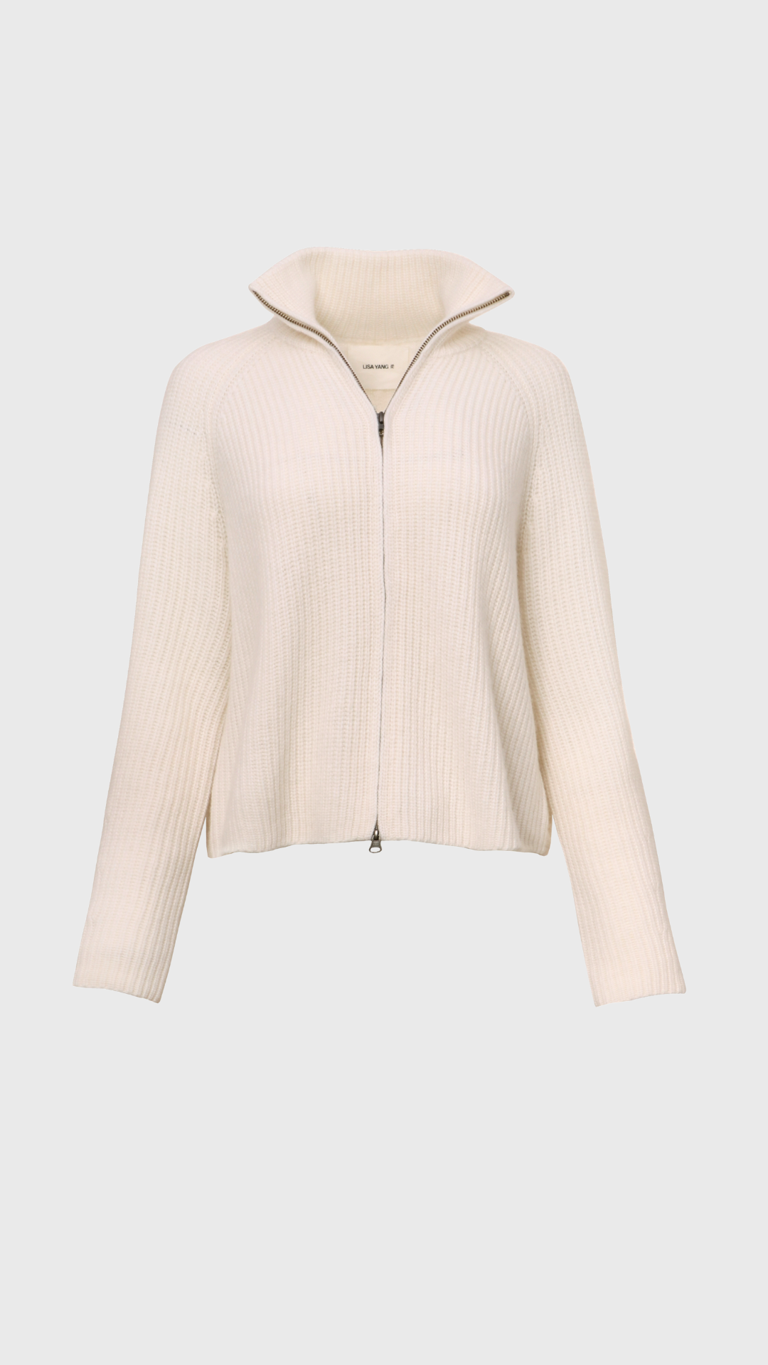 Lisa Yang Sadie Zip Cardigan in Cream