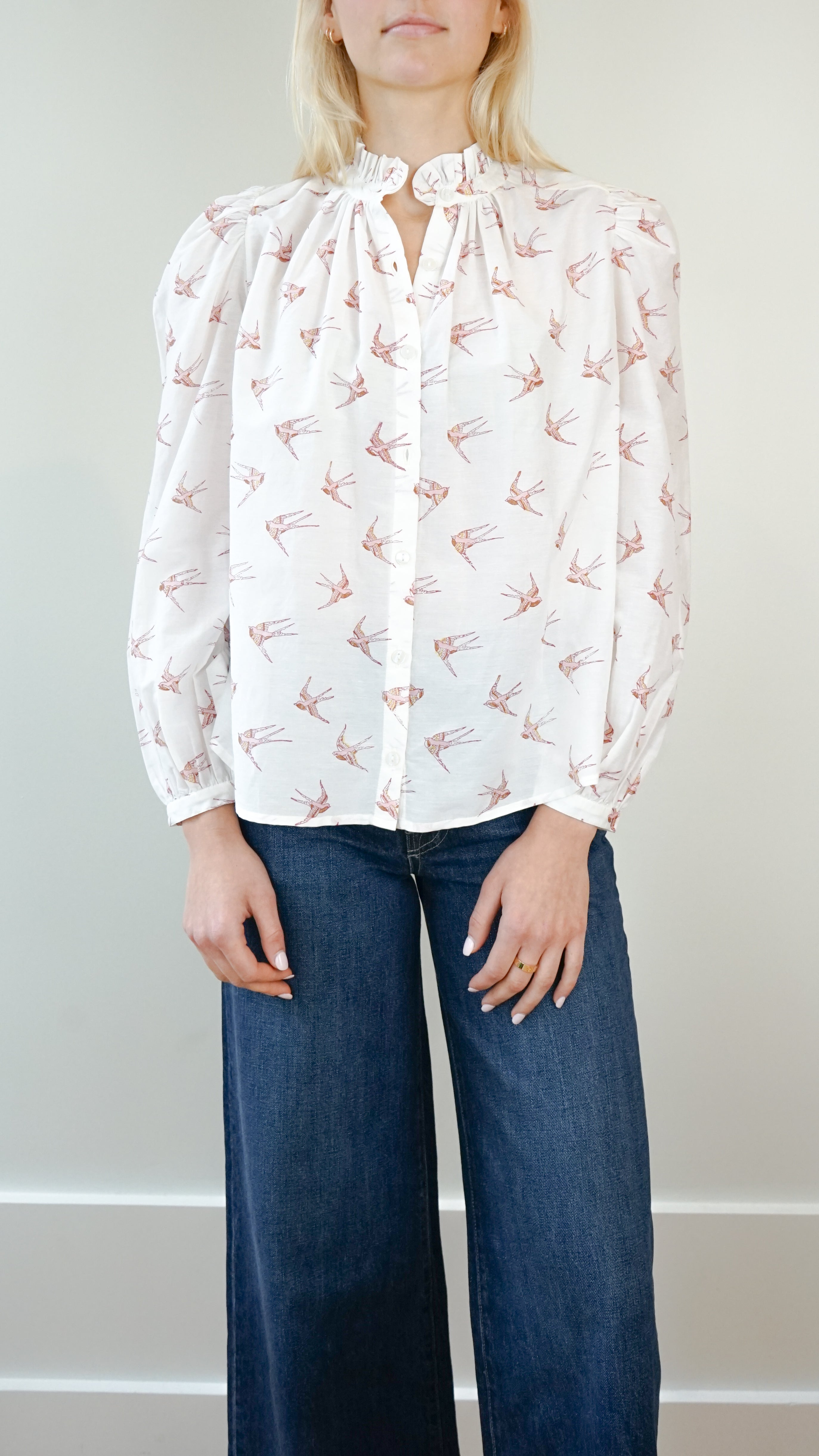 Alix of Bohemia Annabel Swallow Shirt in White Cedar