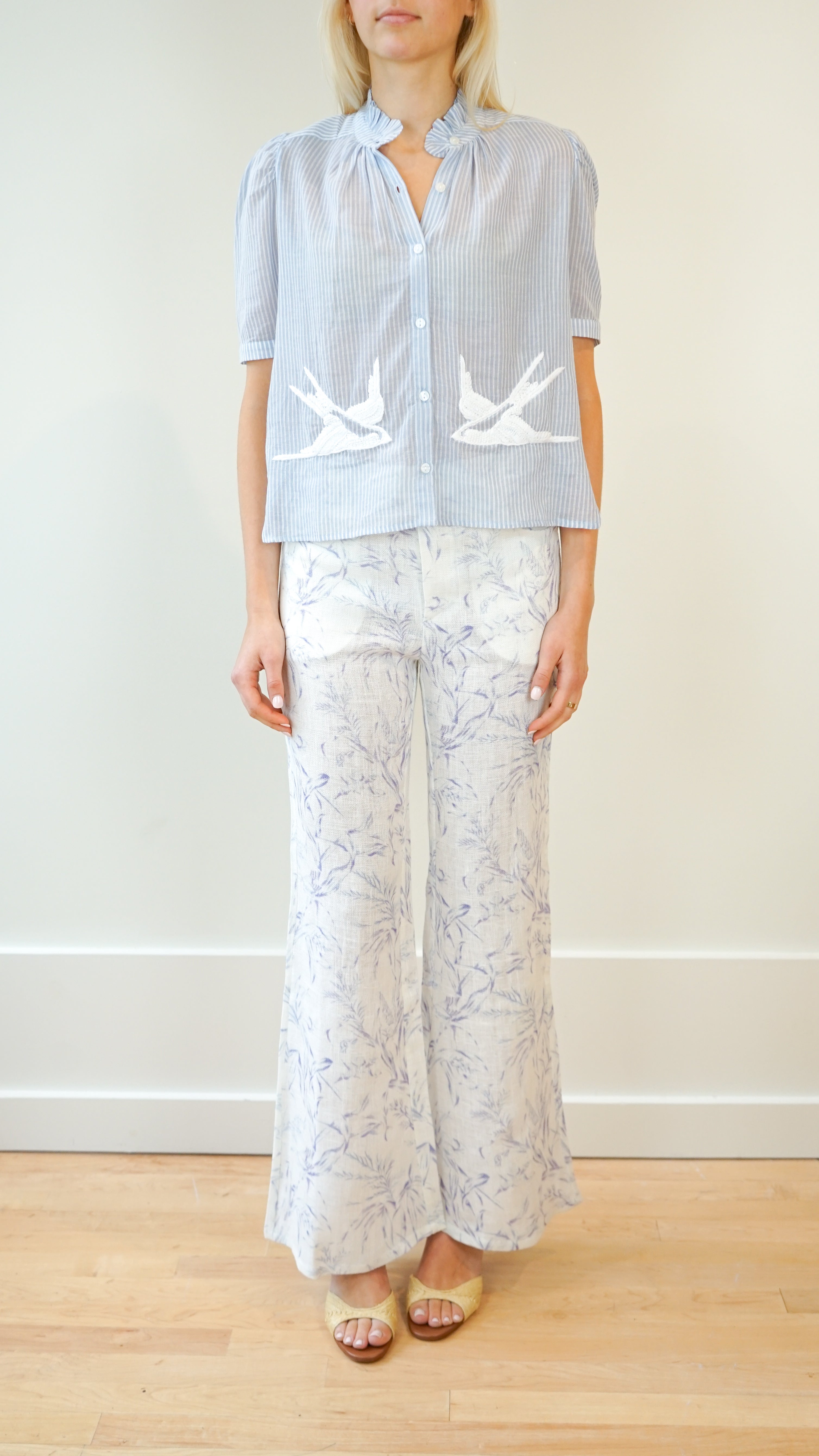 Alix of Bohemia Winn Swallow Stripe Shirt in Blue