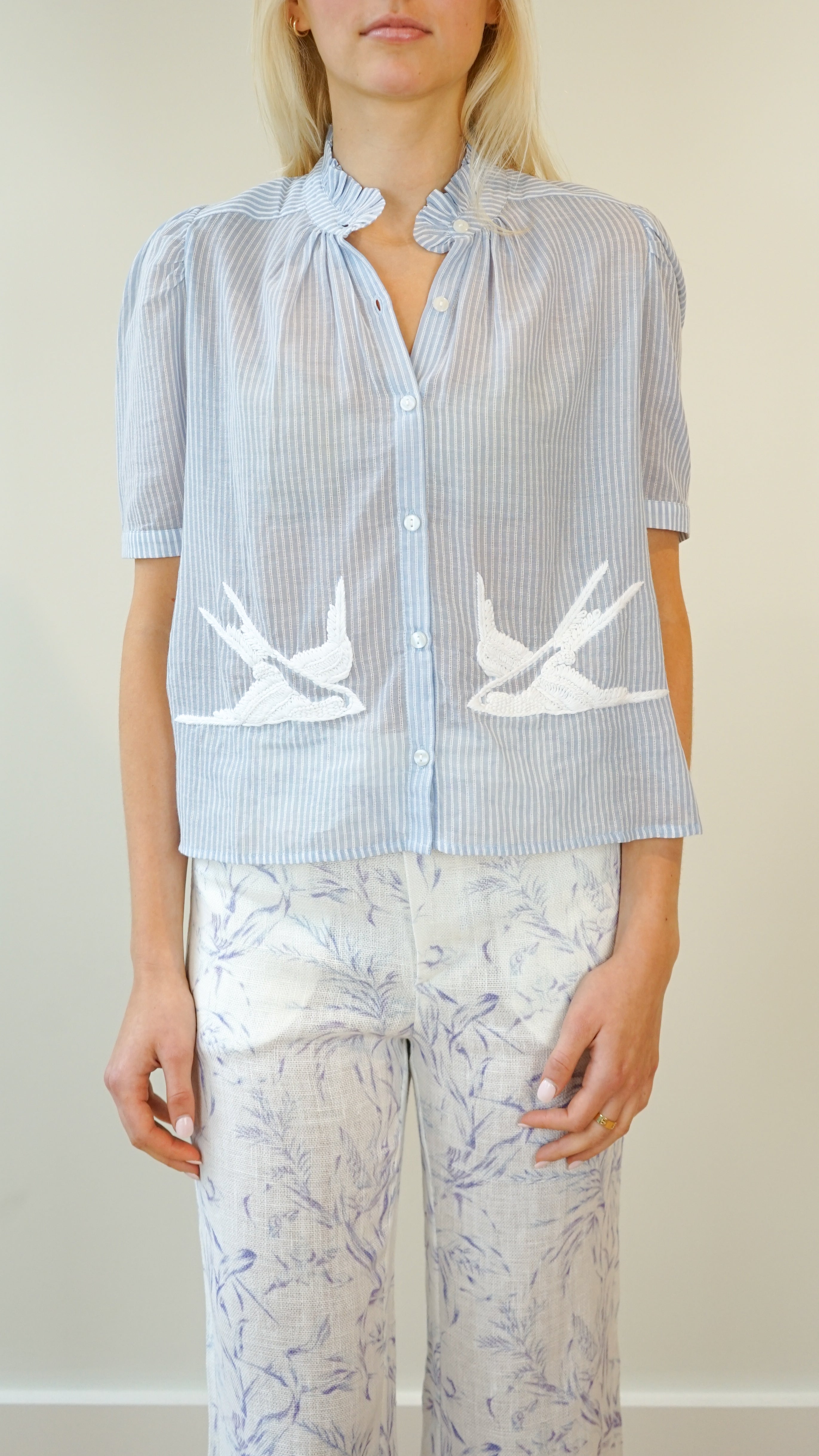 Alix of Bohemia Winn Swallow Stripe Shirt in Blue