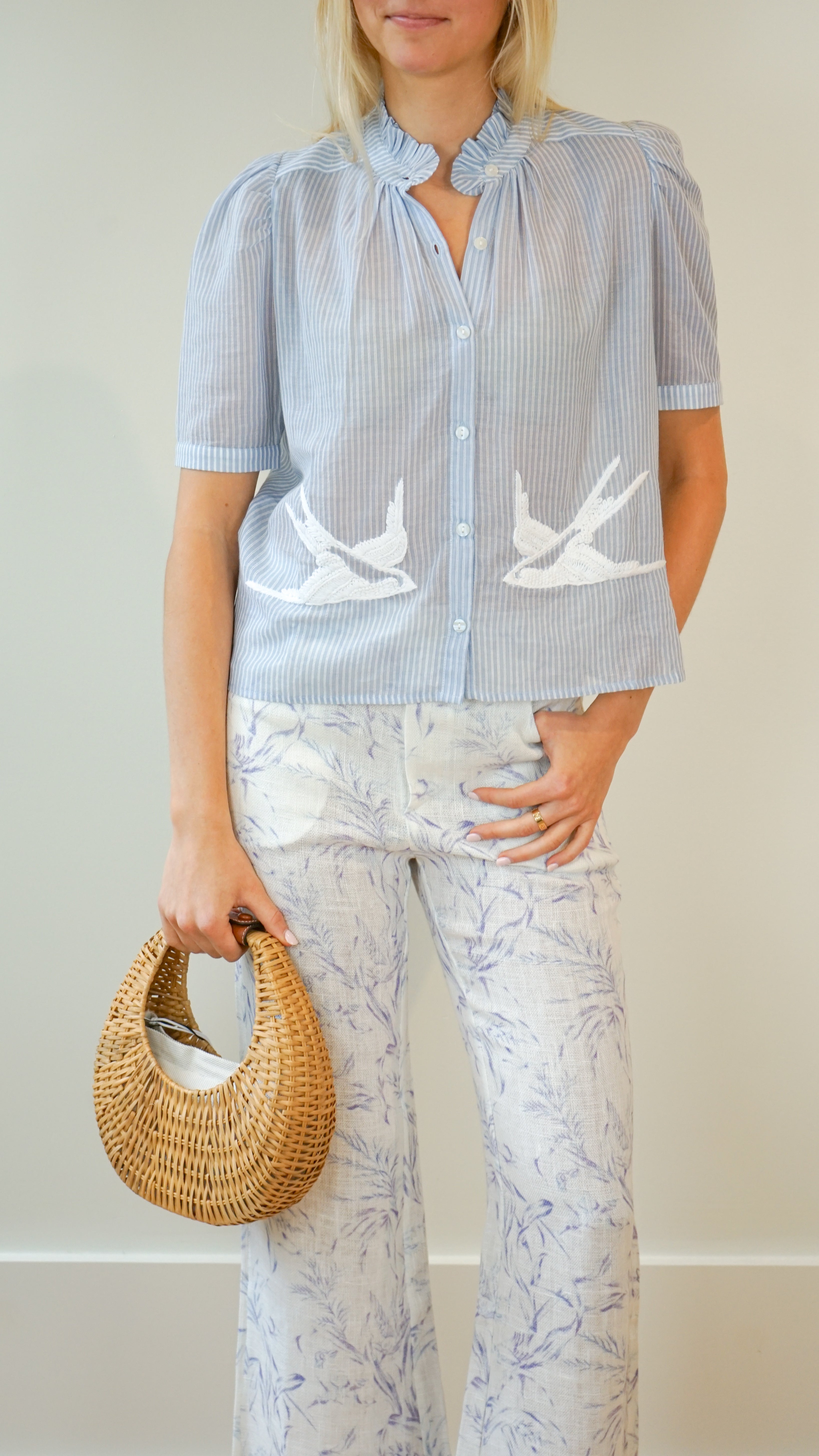 Alix of Bohemia Winn Swallow Stripe Shirt in Blue
